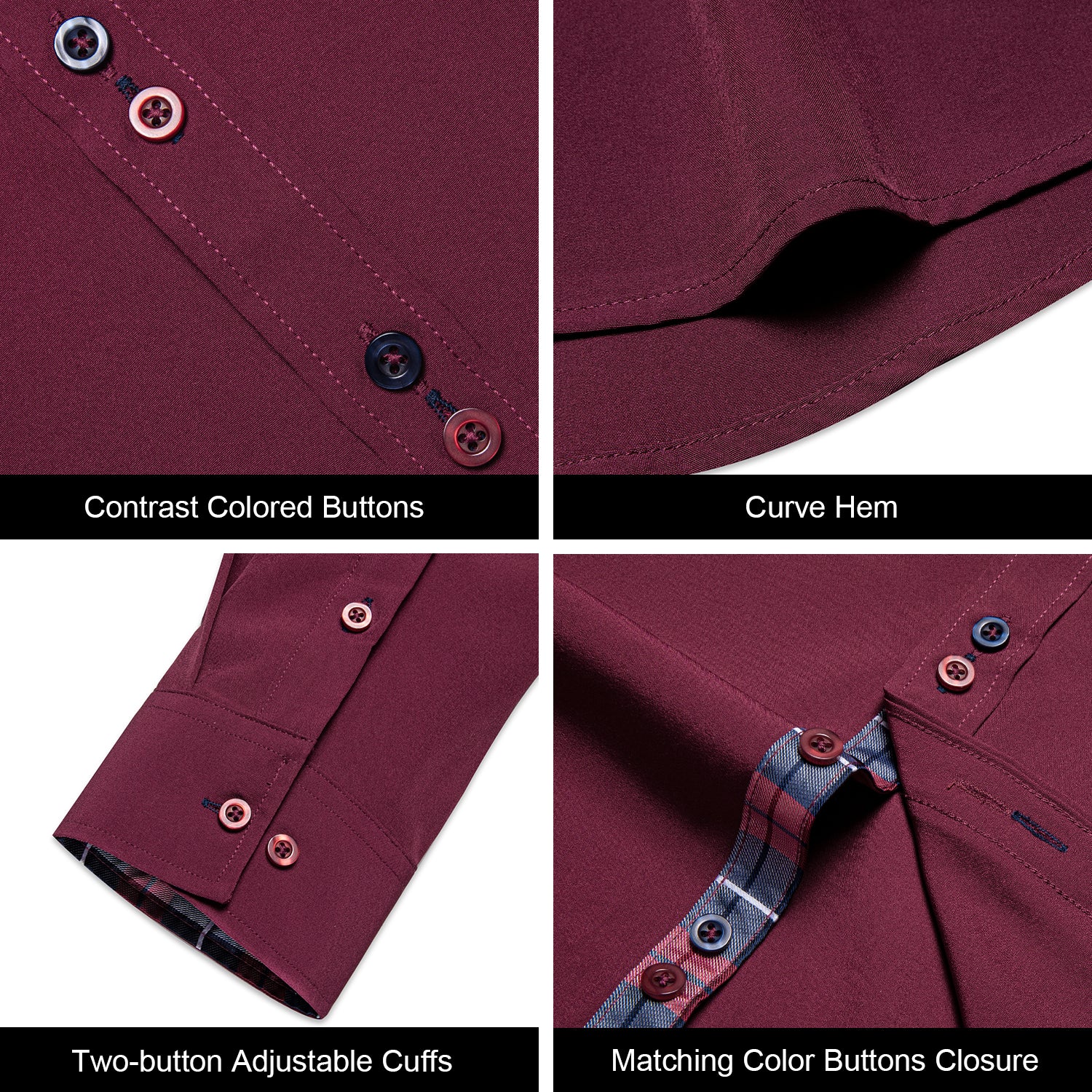 New Splicing Style Red with Blue Plaid Edge Men's Long Sleeve Shirt