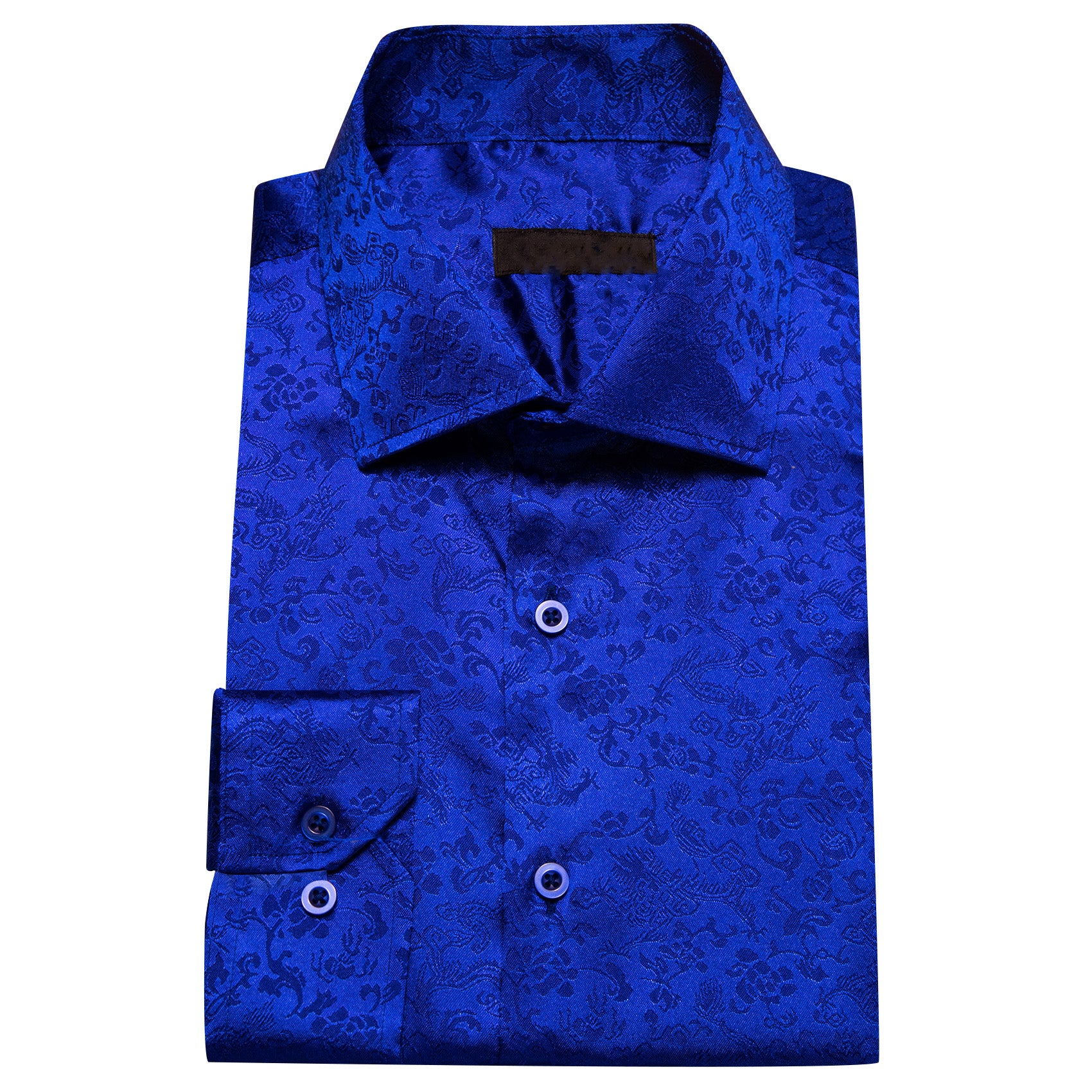 Klein Blue Floral Leaf Men's Long Sleeve Shirt