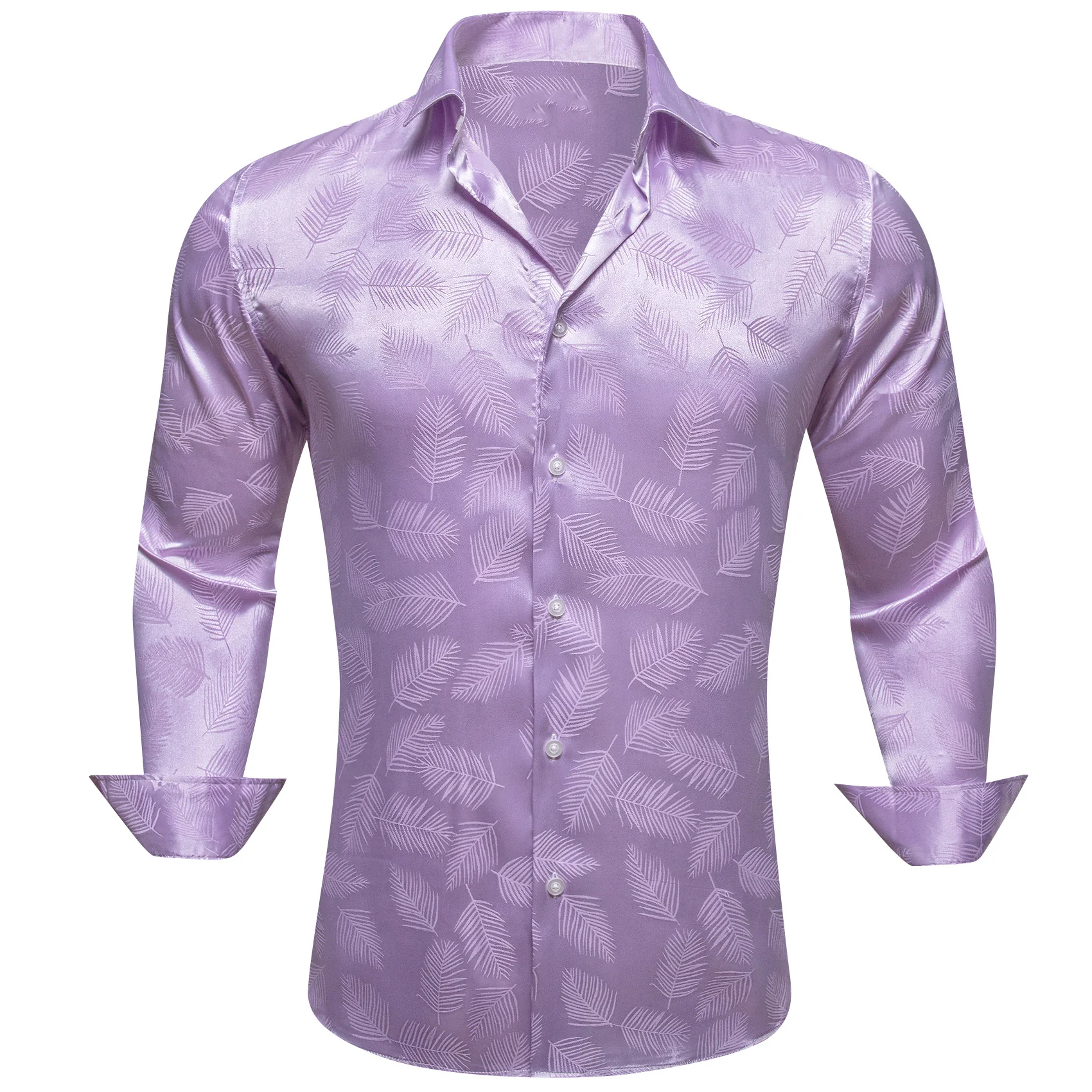 Purple Floral Leaf Men's Long Sleeve Shirt