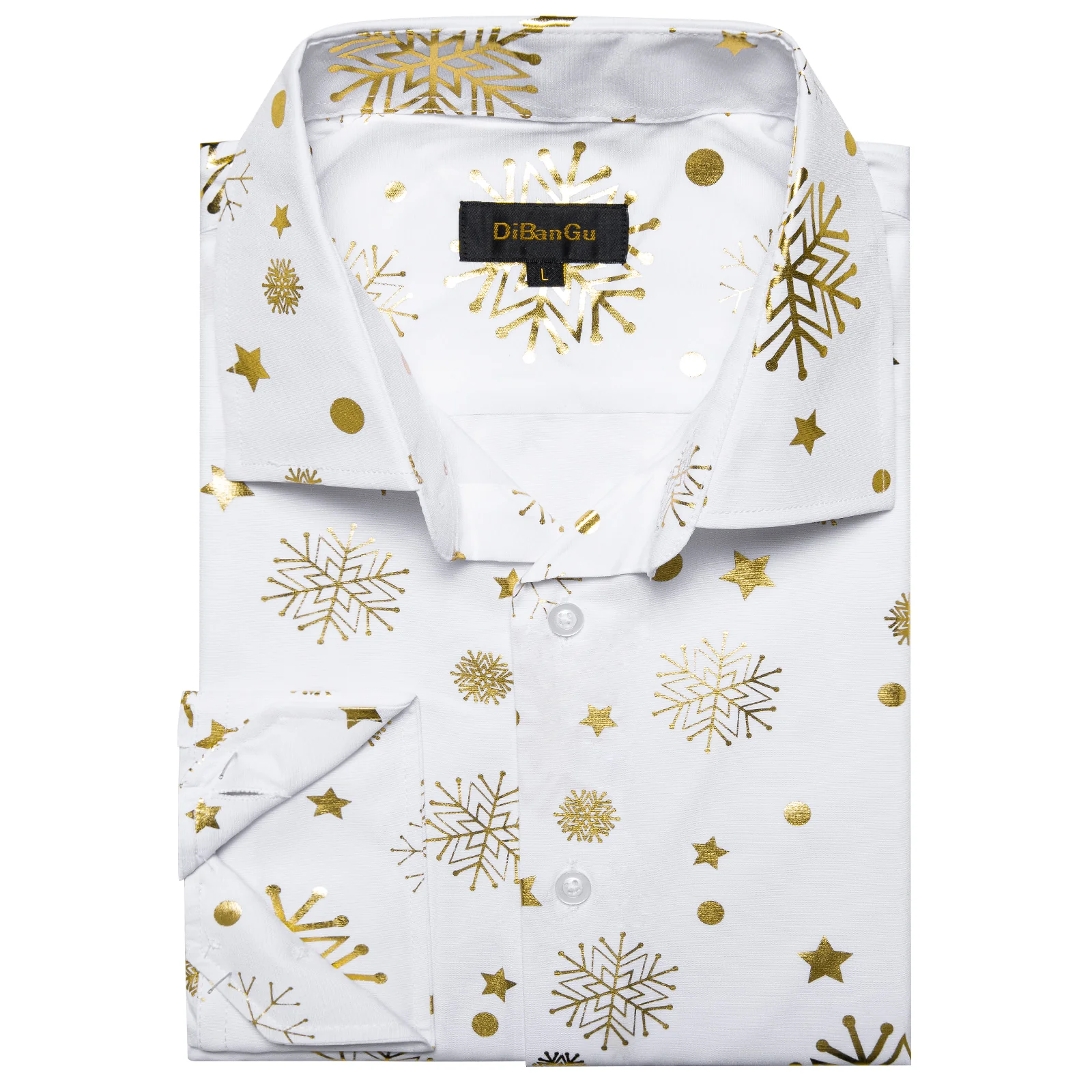 White Gold Snowflakes Long Sleeve Shirt Christmas