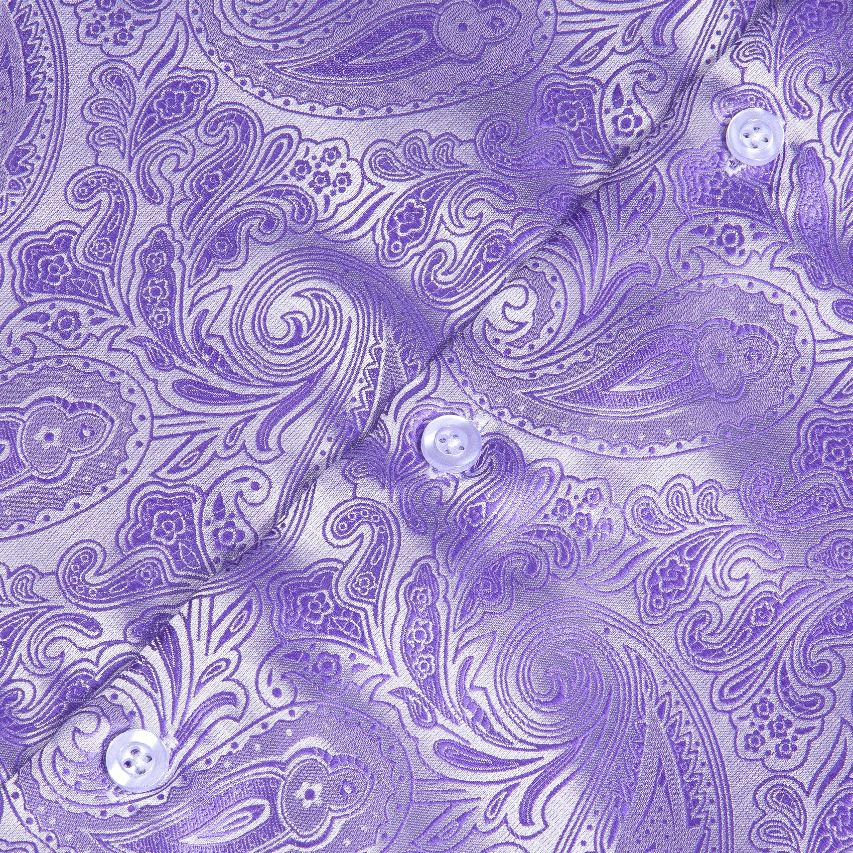 Silver Purple Paisley Style Silk Men's Long Sleeve Shirt