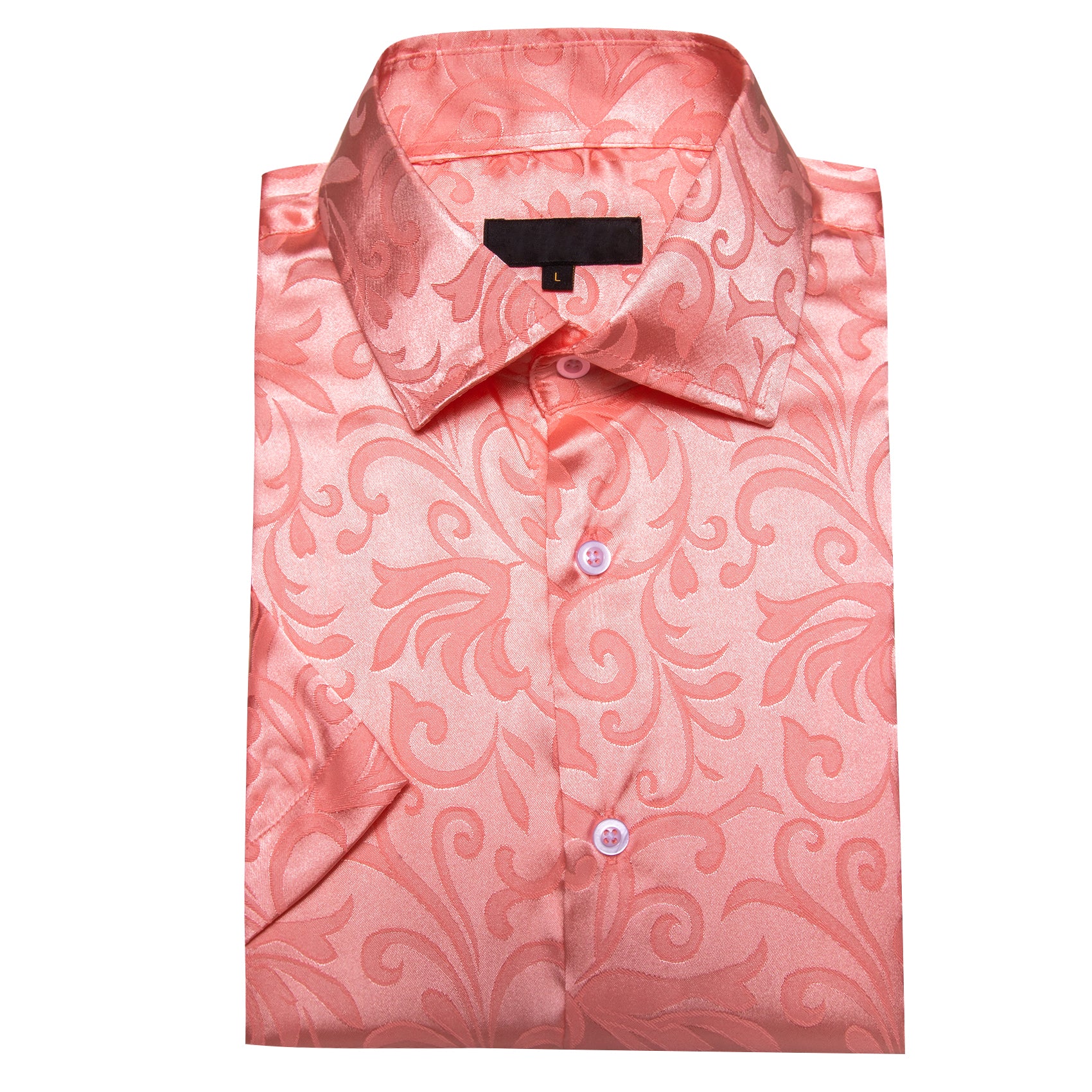 Orange Pink Floral Silk Men's Short Sleeve Shirt
