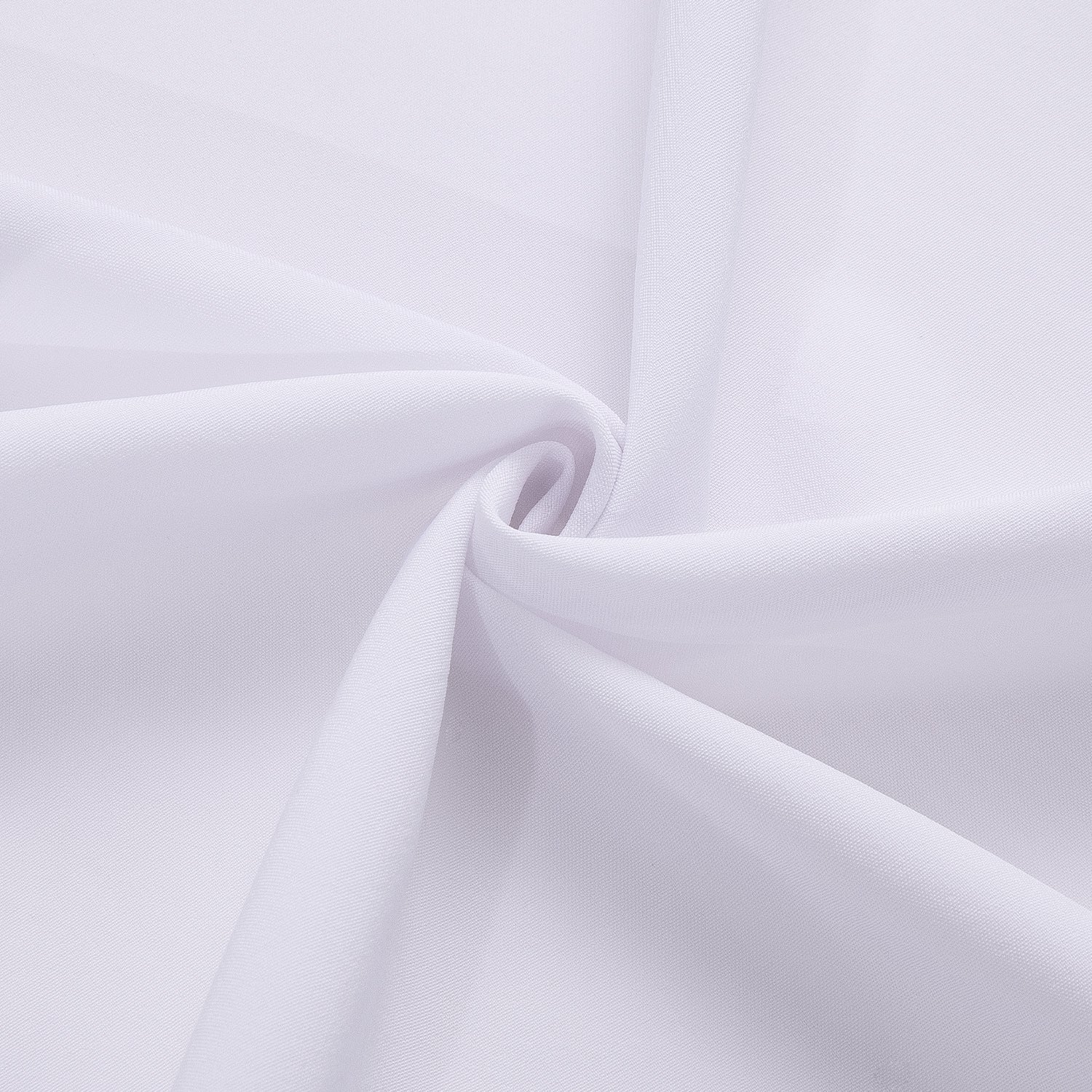 Pure White Solid Cotton Stretchy Fabric Men's Long Sleeve Shirt