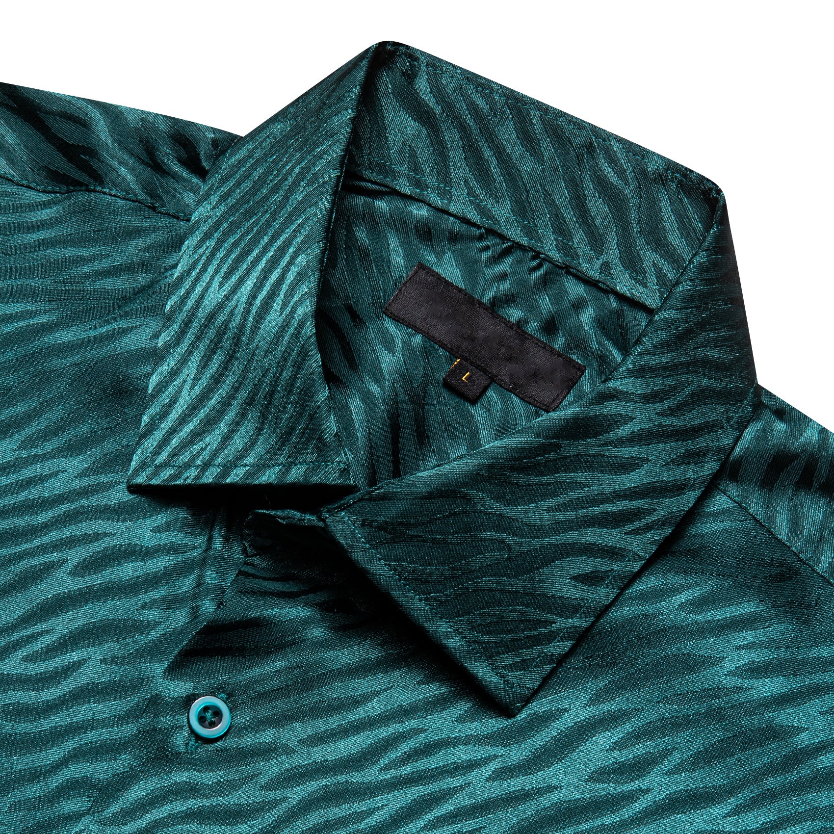 Dark Green Novelty Silk Men's Short Sleeve Shirt
