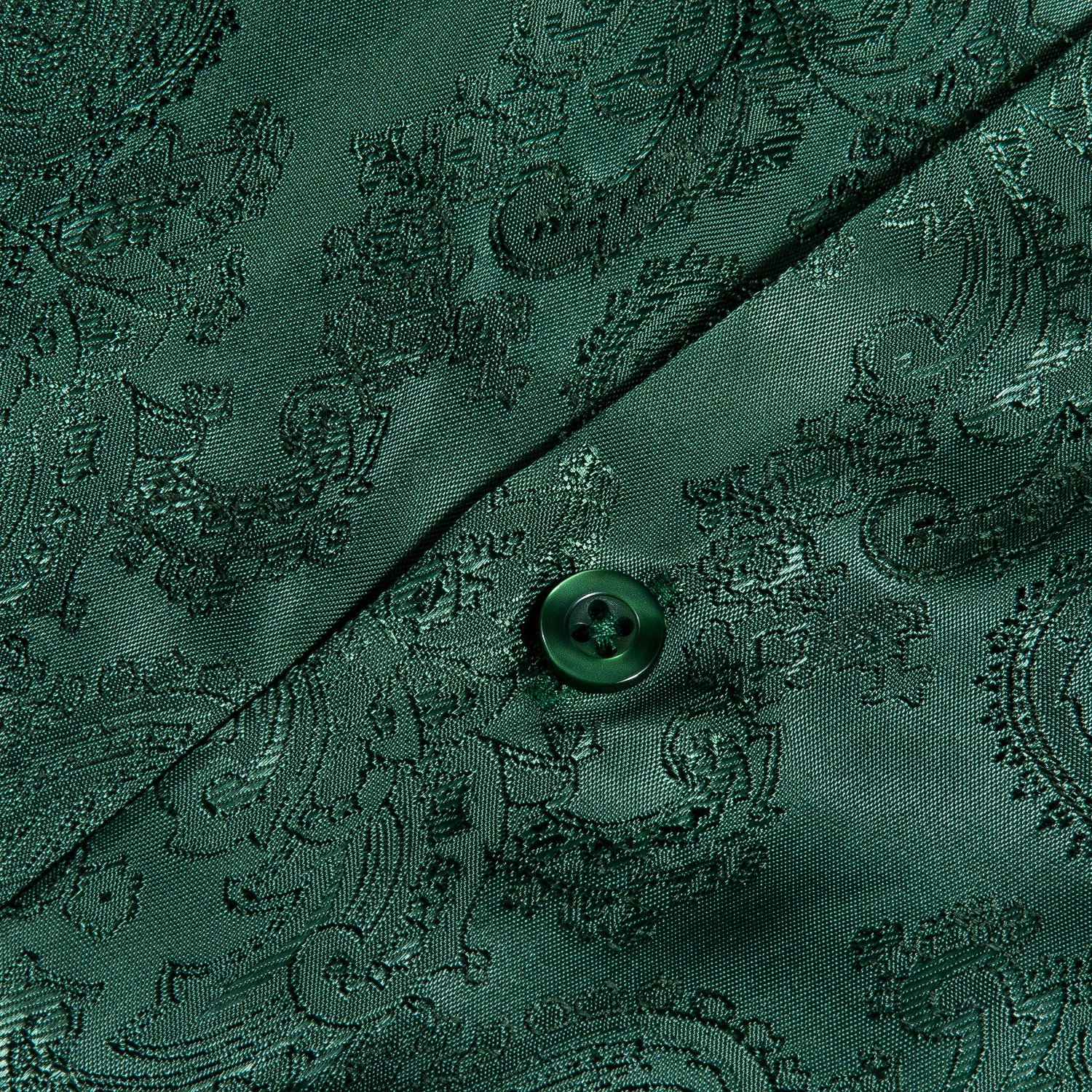 Classic Green Paisley Pattern Silk Men's Long Sleeve Shirt
