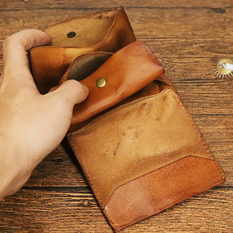Retro Handmade Genuine Leather Card Holder Wallet for Men Women