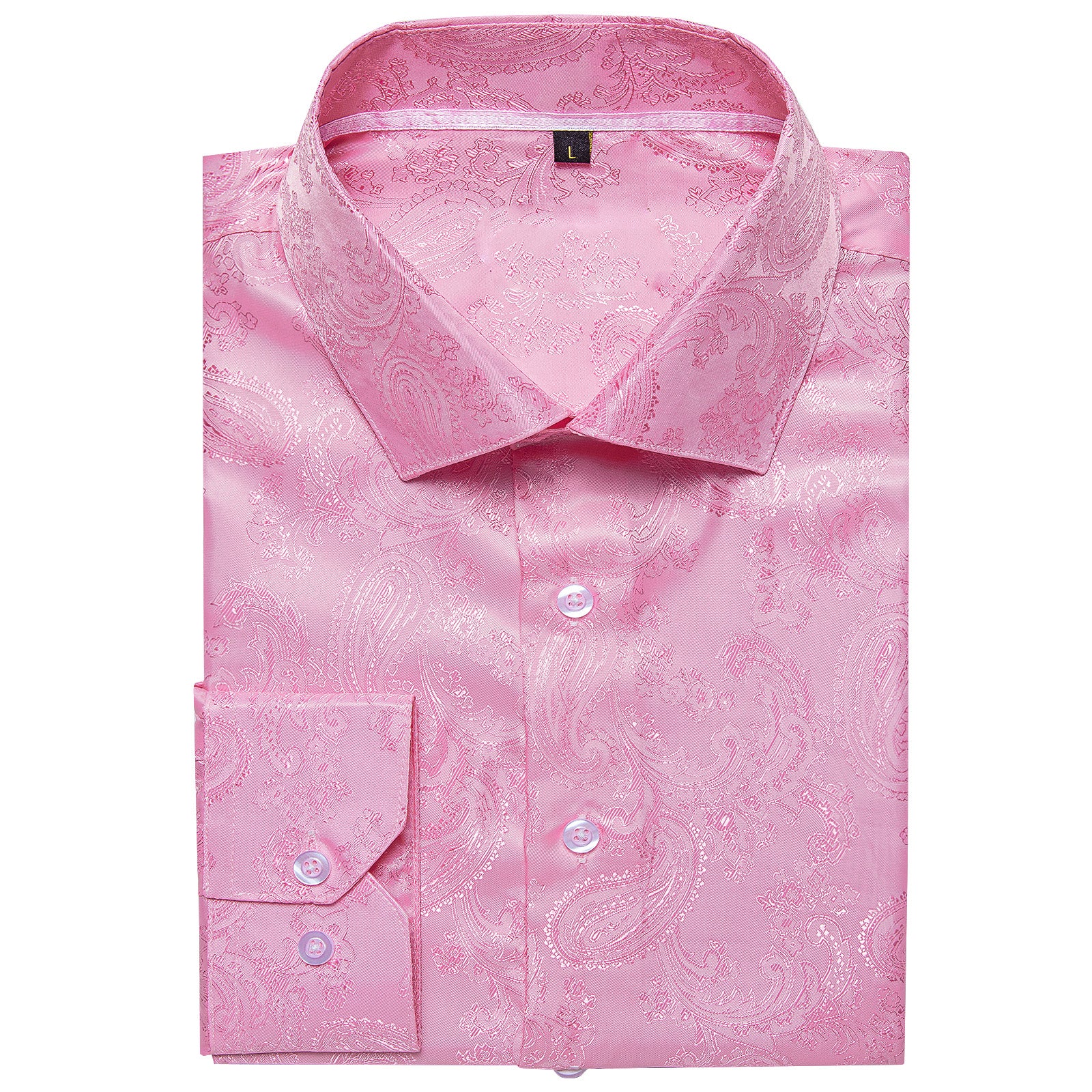 Light Pink Paisley Men's Long Sleeve Shirt