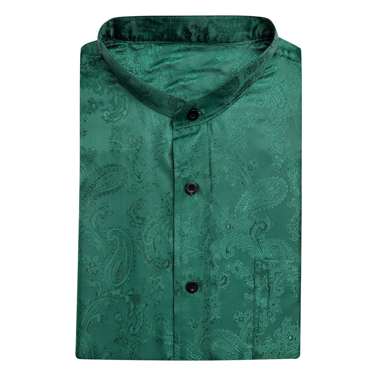 Dark Green Paisley Silk Men's Short Sleeve Shirt