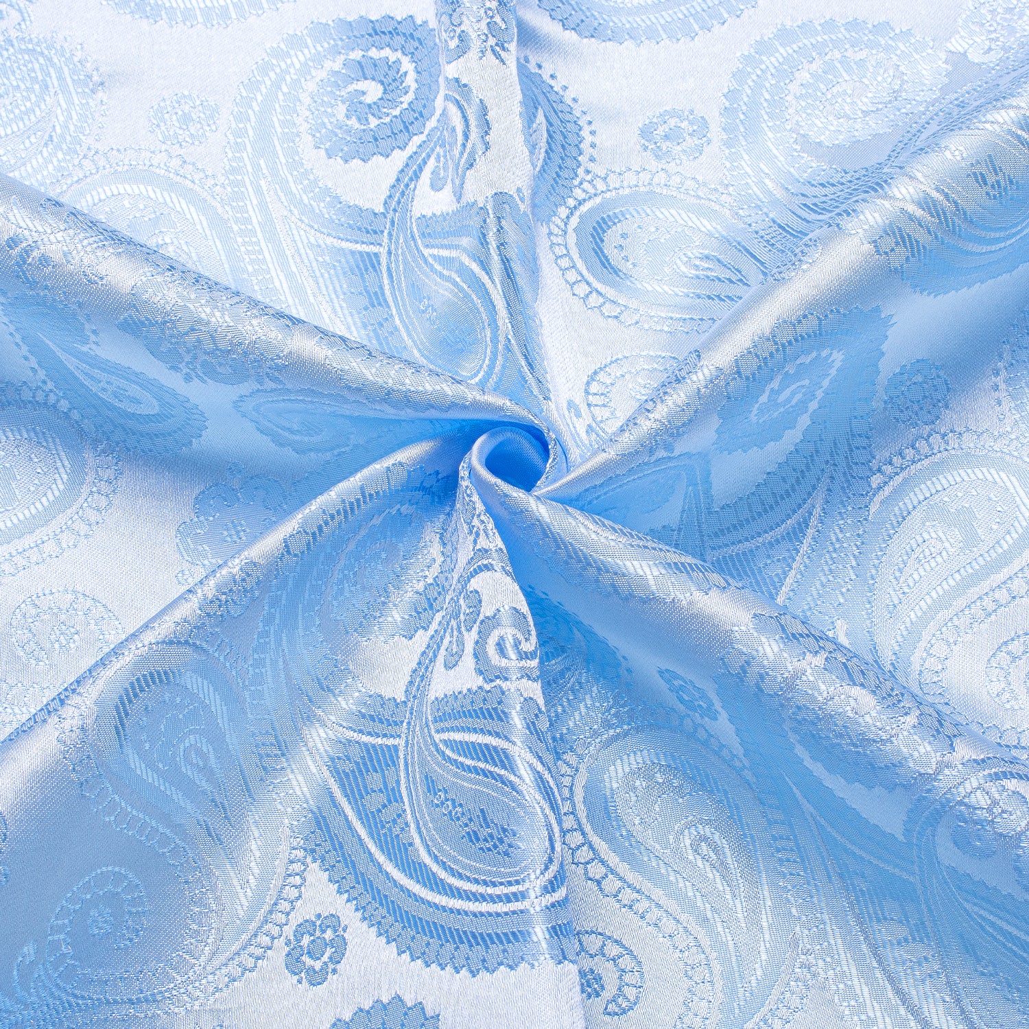 Sky Blue Paisley Silk Men's Long Sleeve Shirt