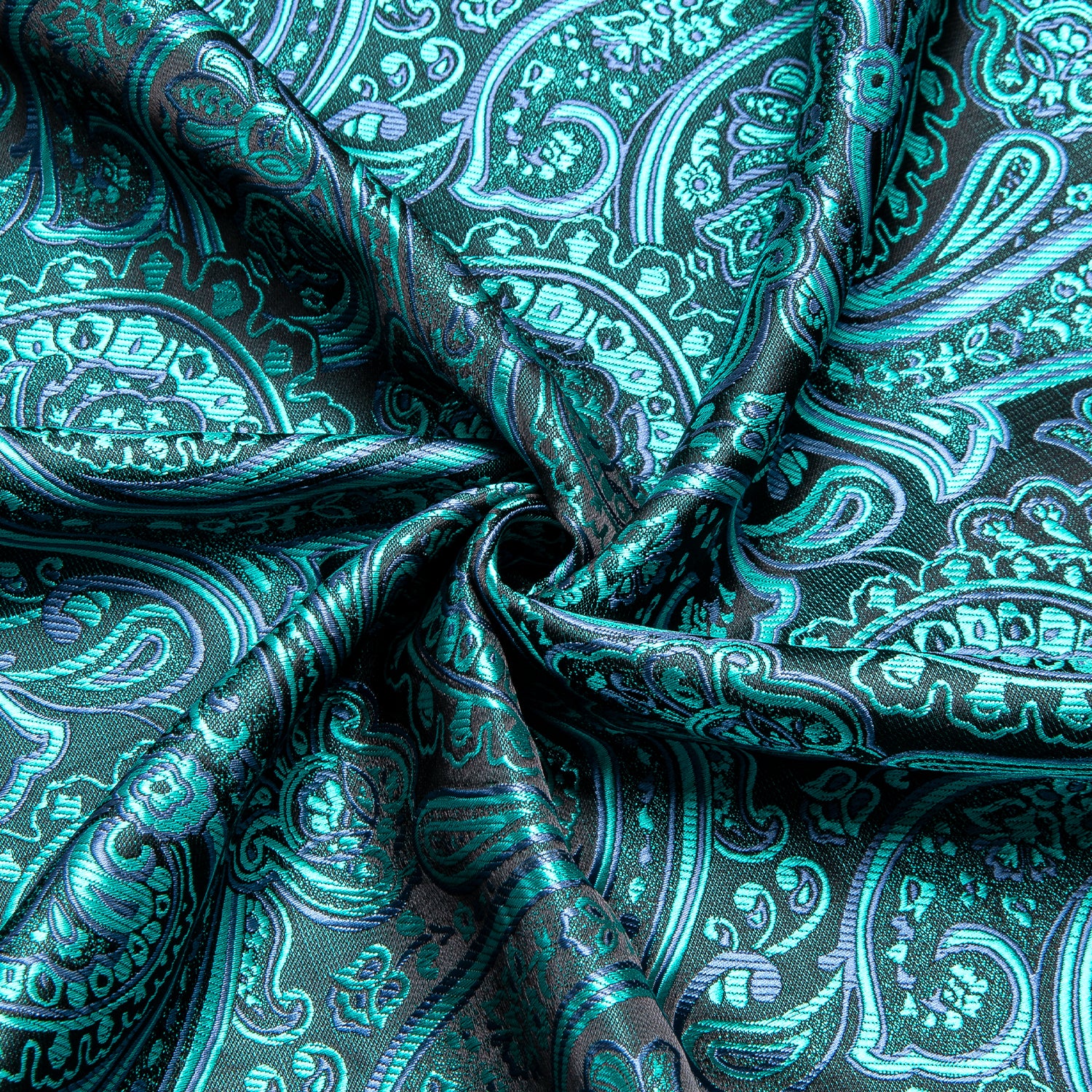 New Lake Green Paisley Silk Men's Short Sleeve Shirt