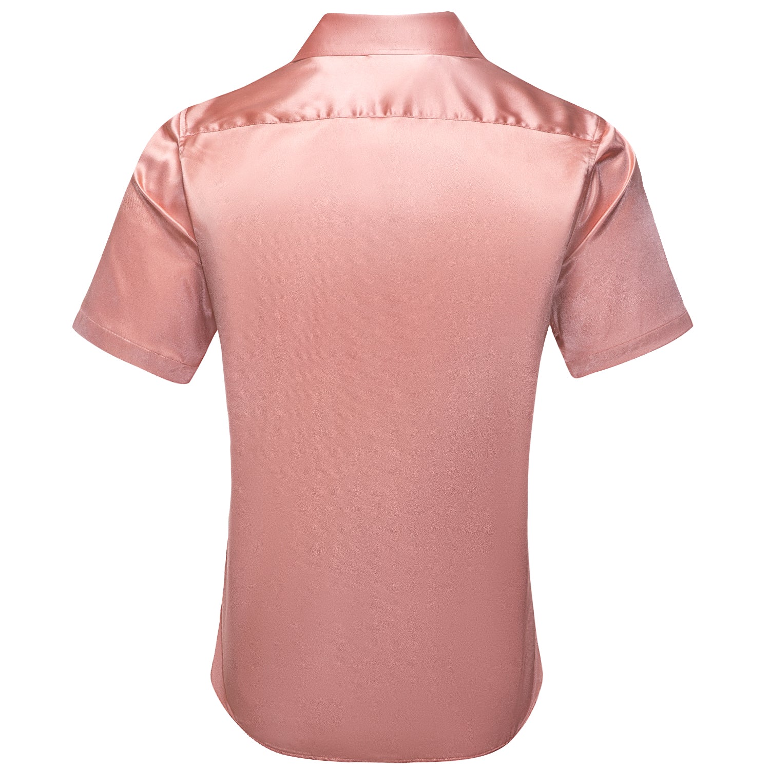 Coral Pink Solid Satin Men's Short Sleeve Shirt