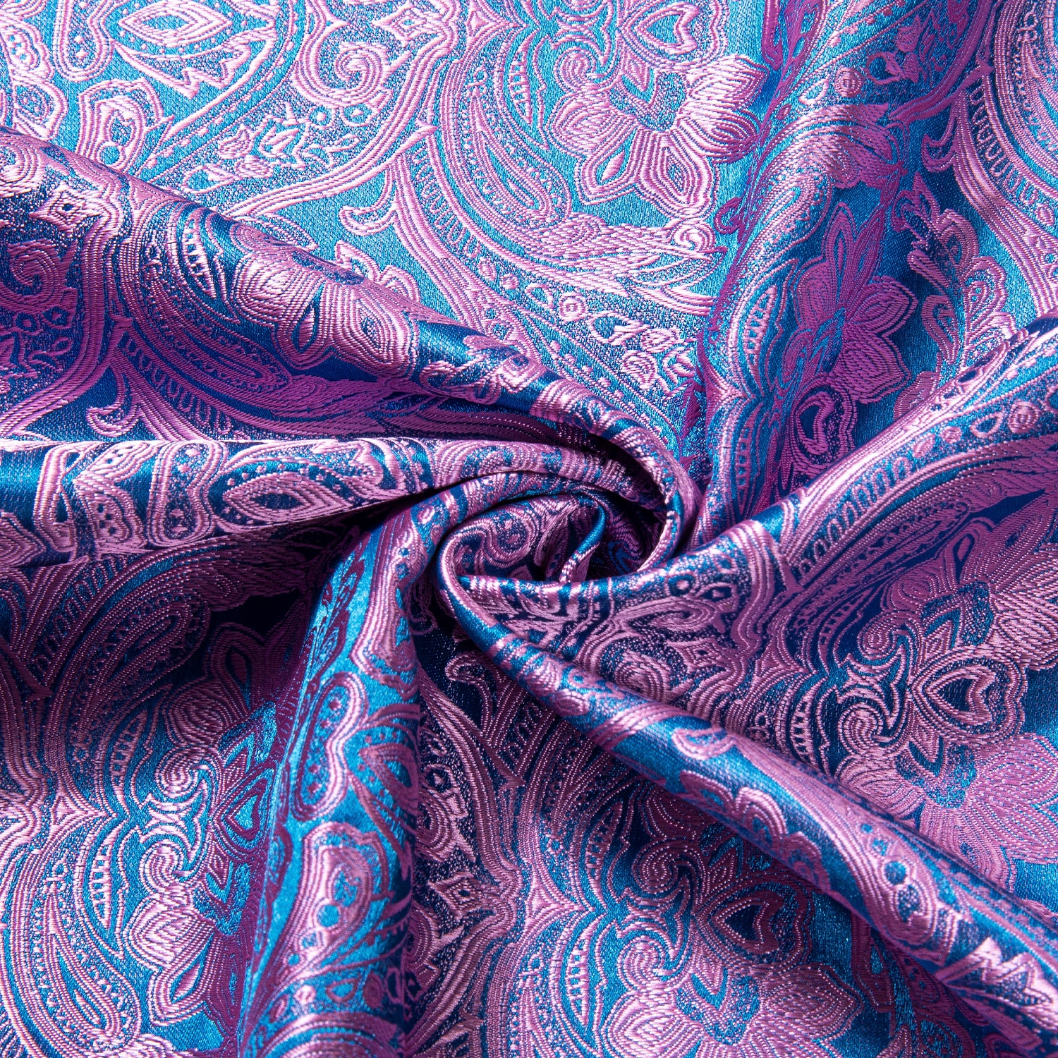 Pink Blue Paisley Pattern Silk Men's Long Sleeve Shirt
