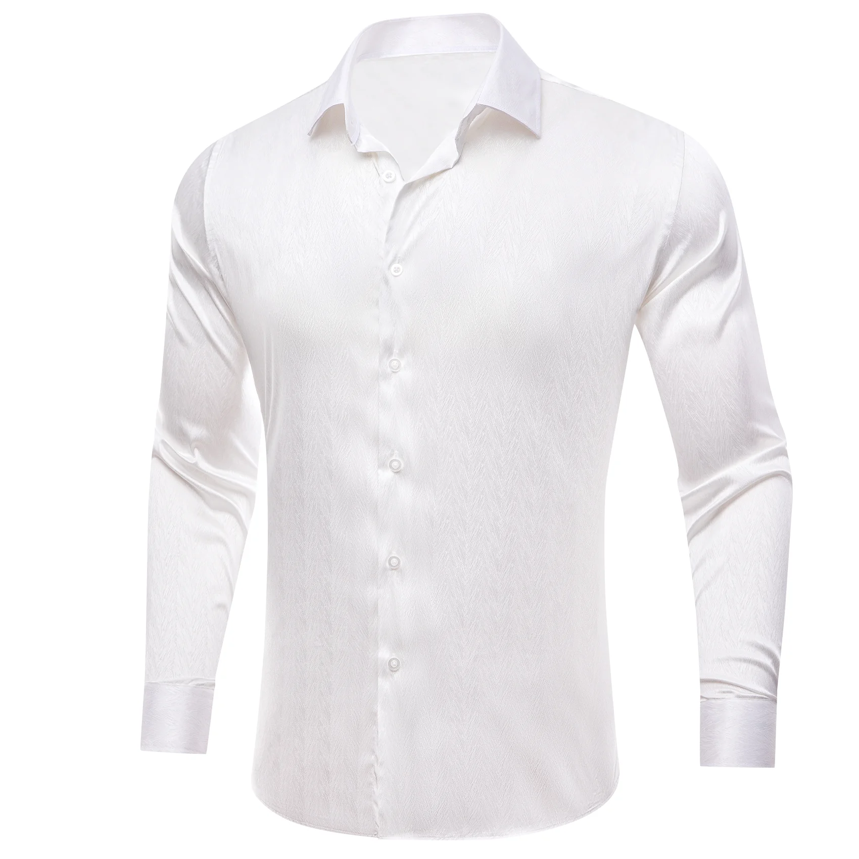 White Novelty Silk Men's Long Sleeve Shirt