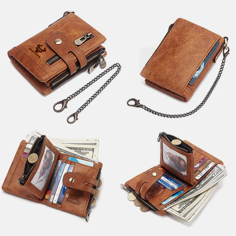 RFID Multifunctional LargeCapacity Genuine Leather Wallet