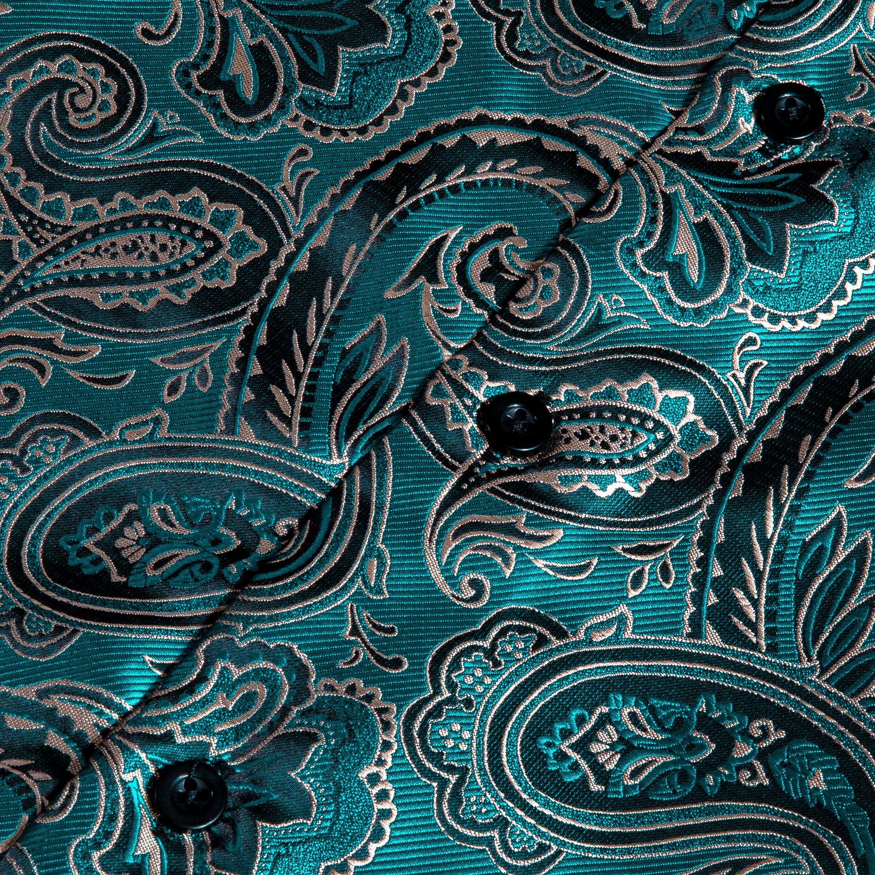 Lake Green Paisley Style Silk Men's Long Sleeve Shirt