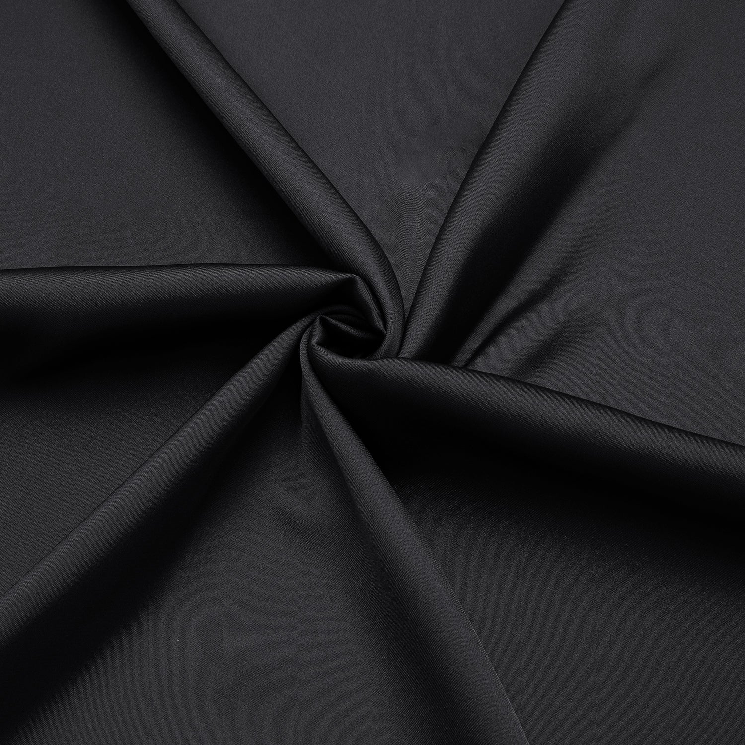 Black Solid Satin Chiffon Non-stretch Men's Long Sleeve Shirt