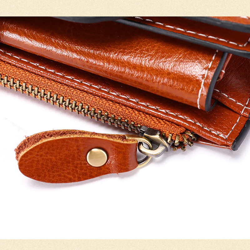 Genuine Leather RFID Anti Theft Oil Wax 6.3 Inch Phone Long Wallet Purse