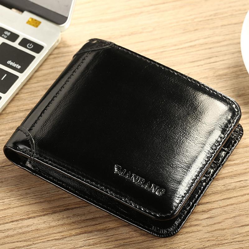Large Capacity Trifold Genuine Leather Wallet
