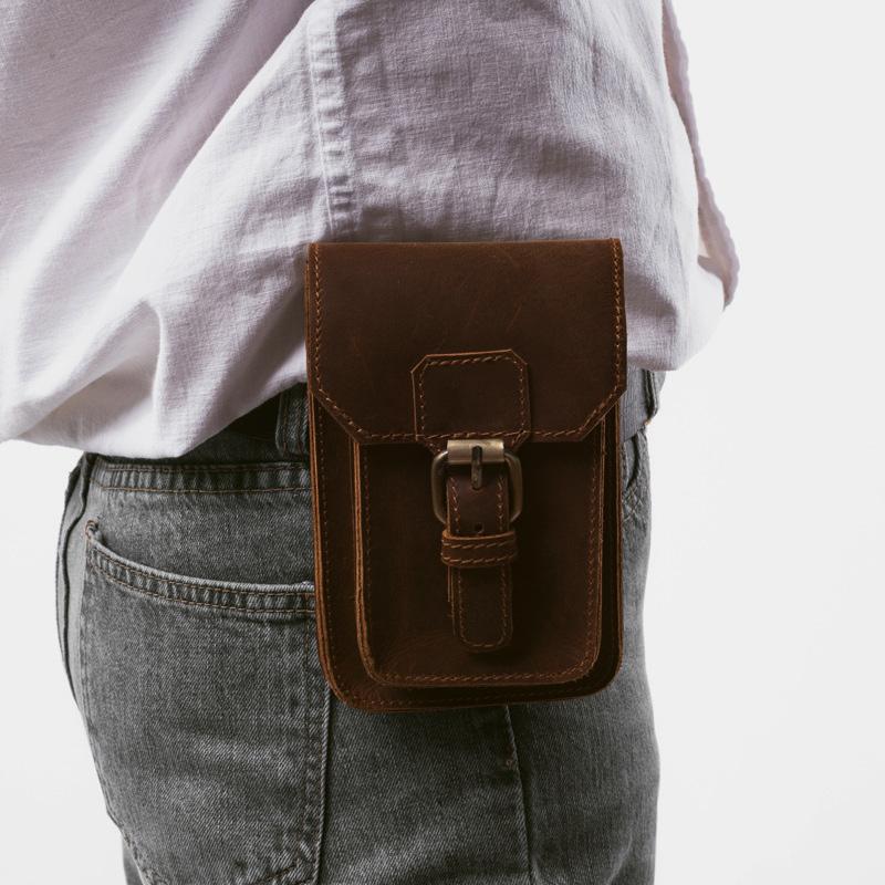 Retro GenuineLeather Waist Phone Bag