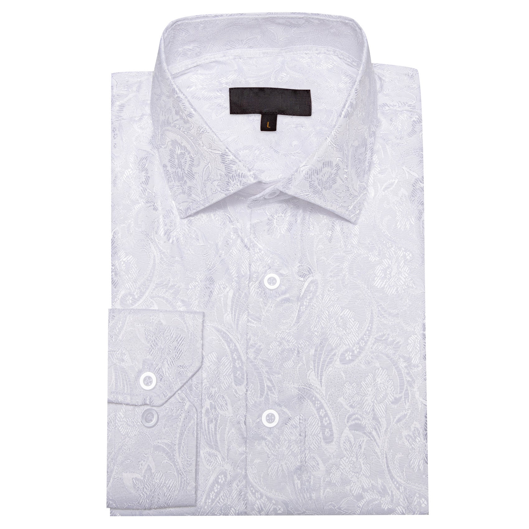 White Floral Silk Men Long Sleeve Shirt