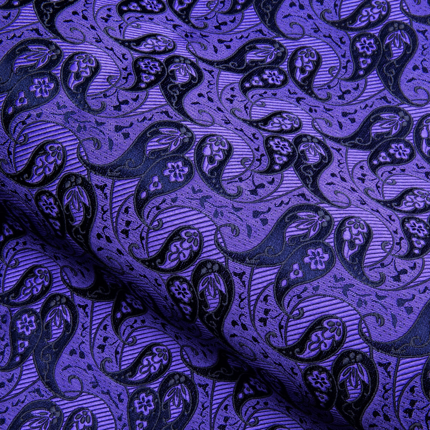 Purple Black Paisley Silk Men's Long Sleeve Shirt