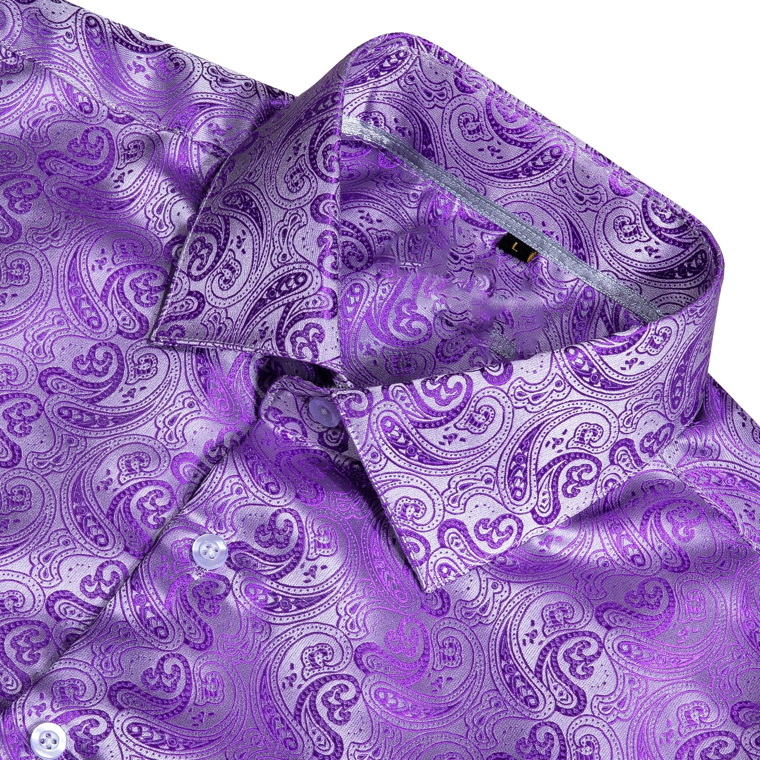 New Purple Paisley Style Silk Men's Long Sleeve Shirt