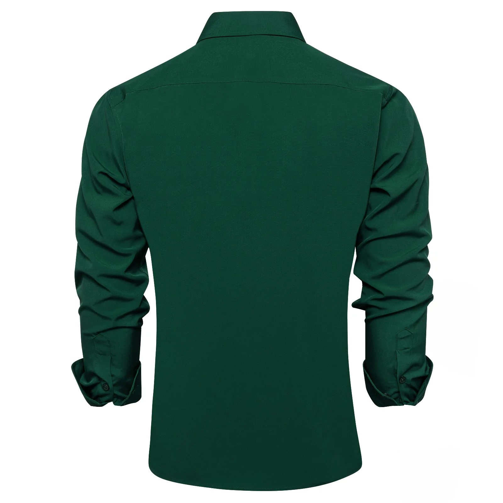 Emerald Green Solid Silk Men's Long Sleeve Business Shirt