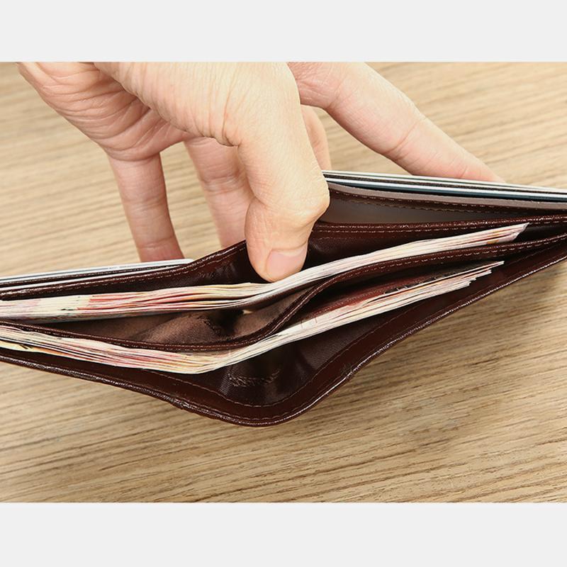 Large Capacity Trifold Genuine Leather Wallet