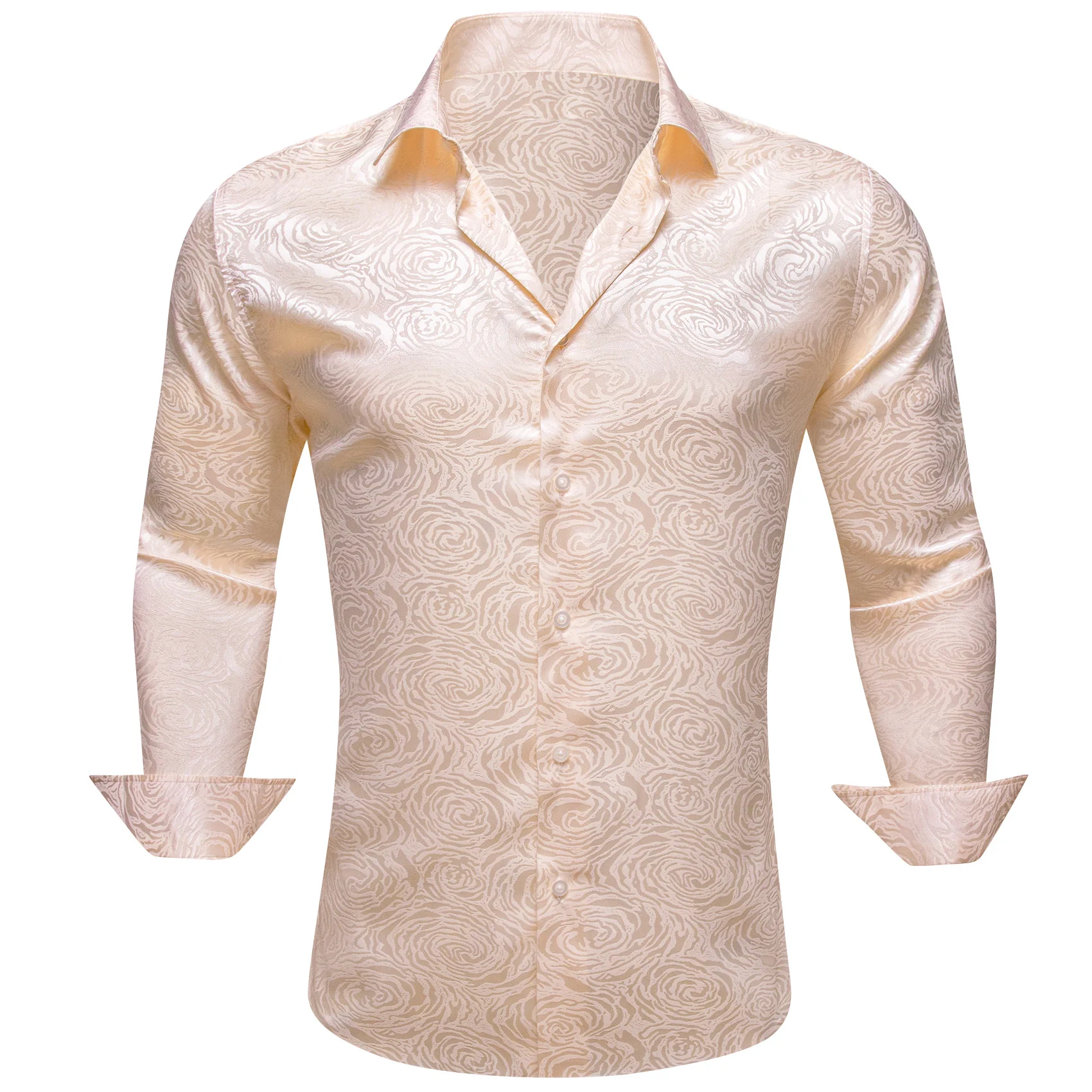 Light Pink Floral Rose Men's Long Sleeve Shirt