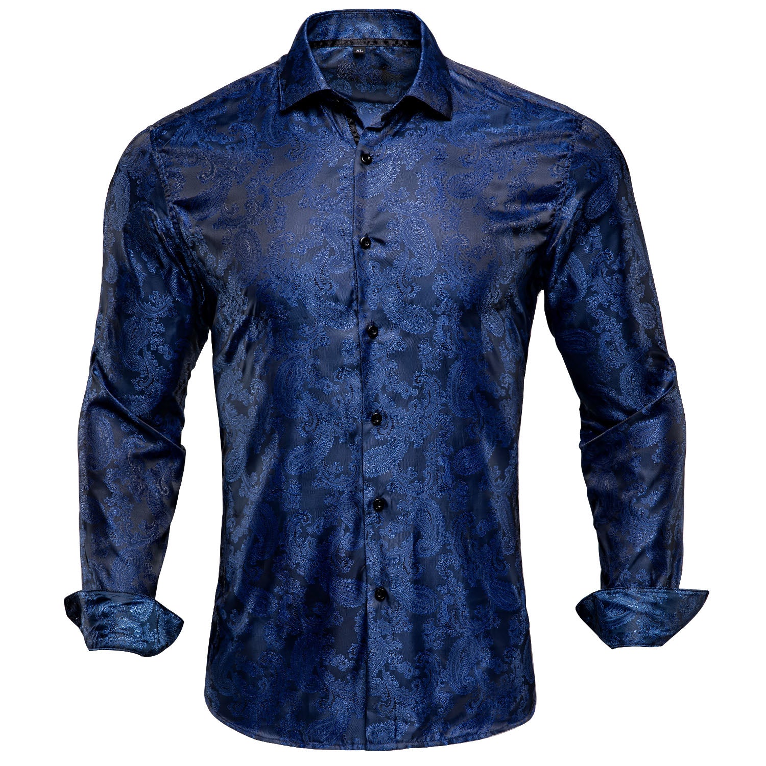New Dark Blue Paisley Men's Long Sleeve Shirt