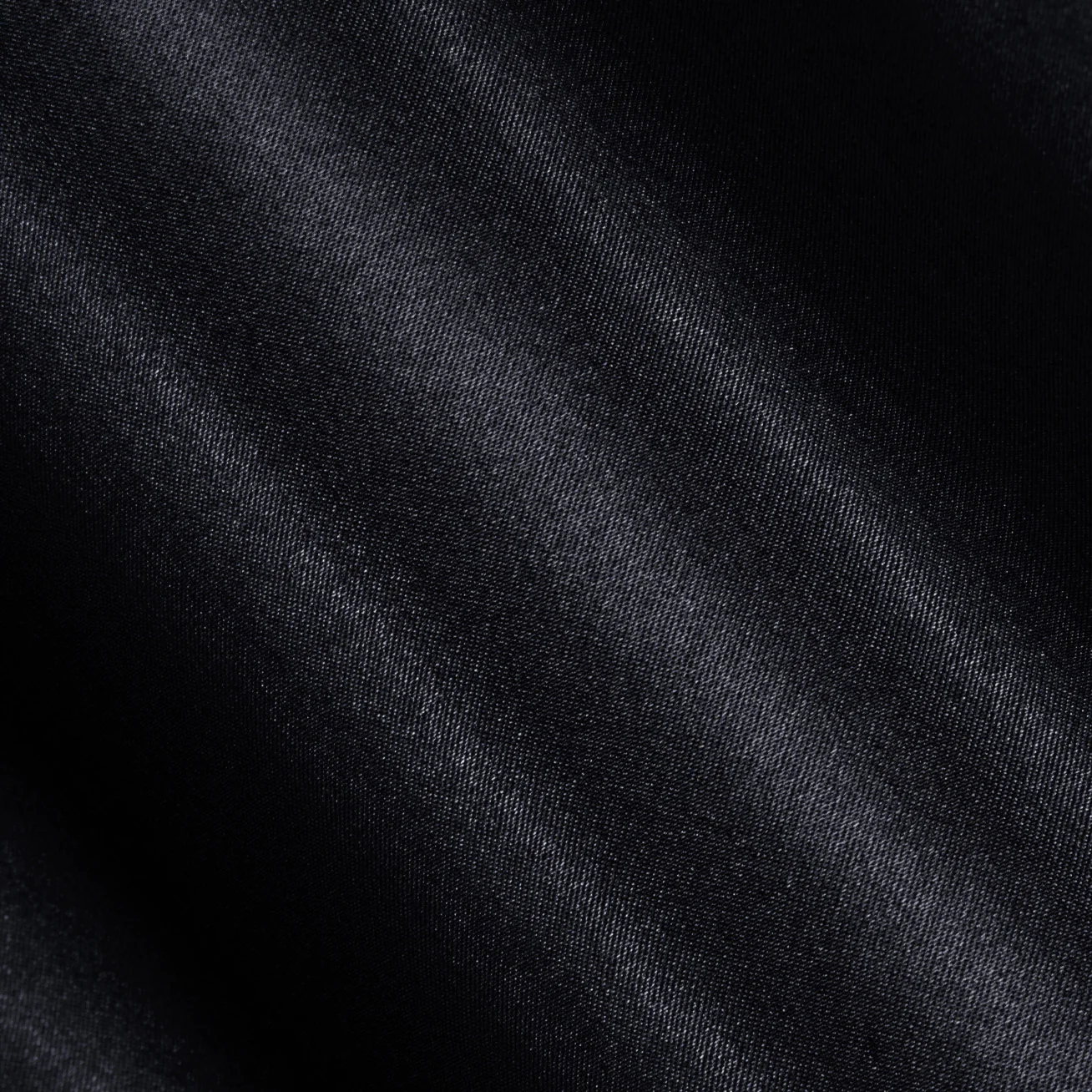 Black Solid Silk Men's Long Sleeve Shirt