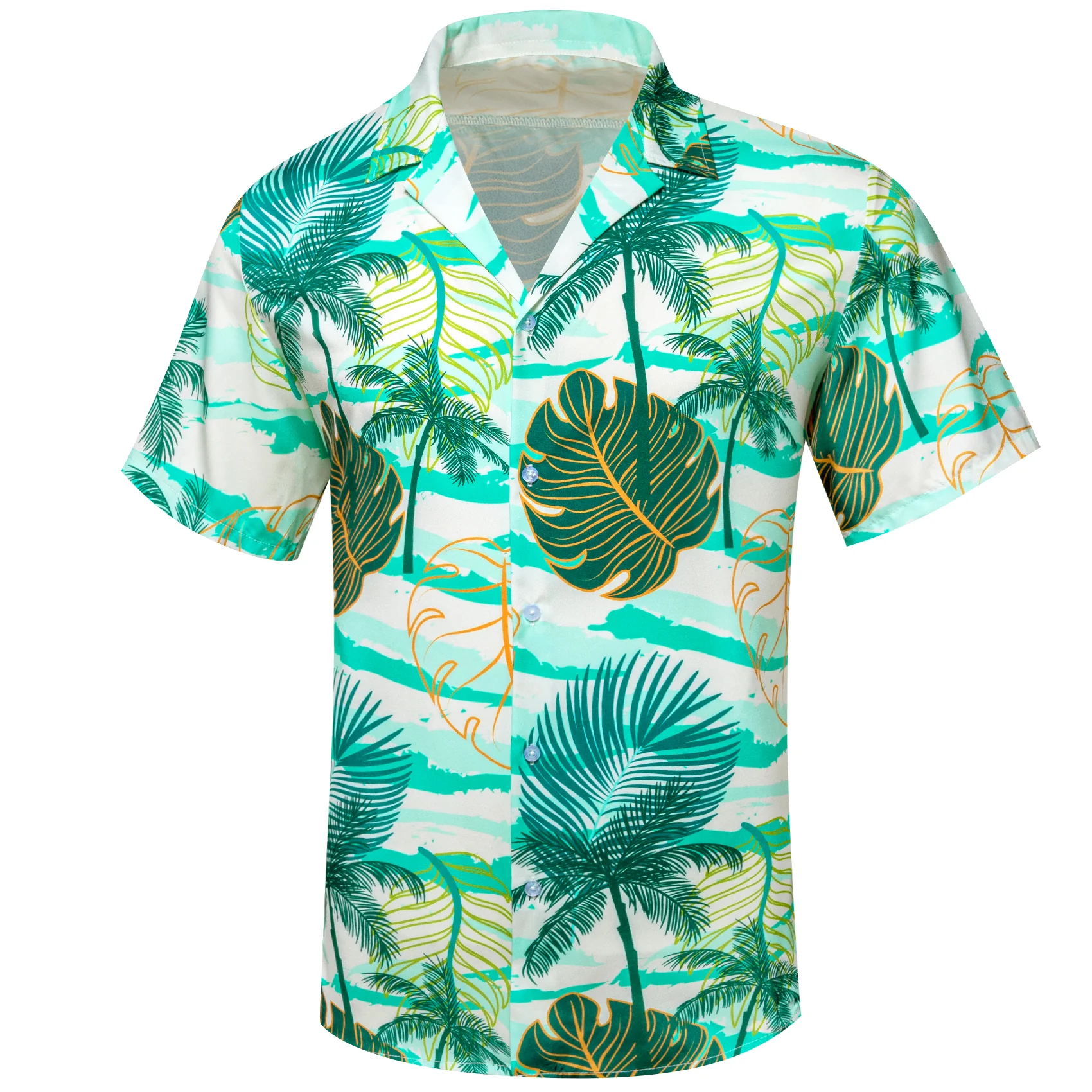 Parekeet Green Coconut Tree Novelty Men's Short Sleeve Summer Shirt