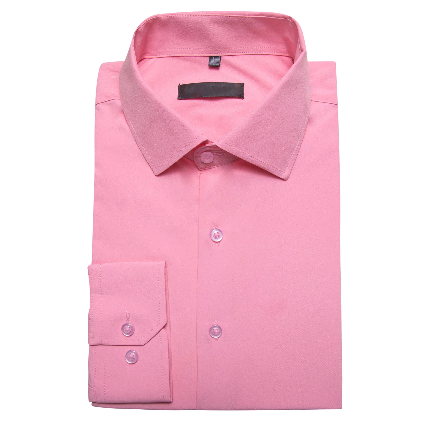 Petal Pink Solid Silk Men's Long Sleeve Shirt