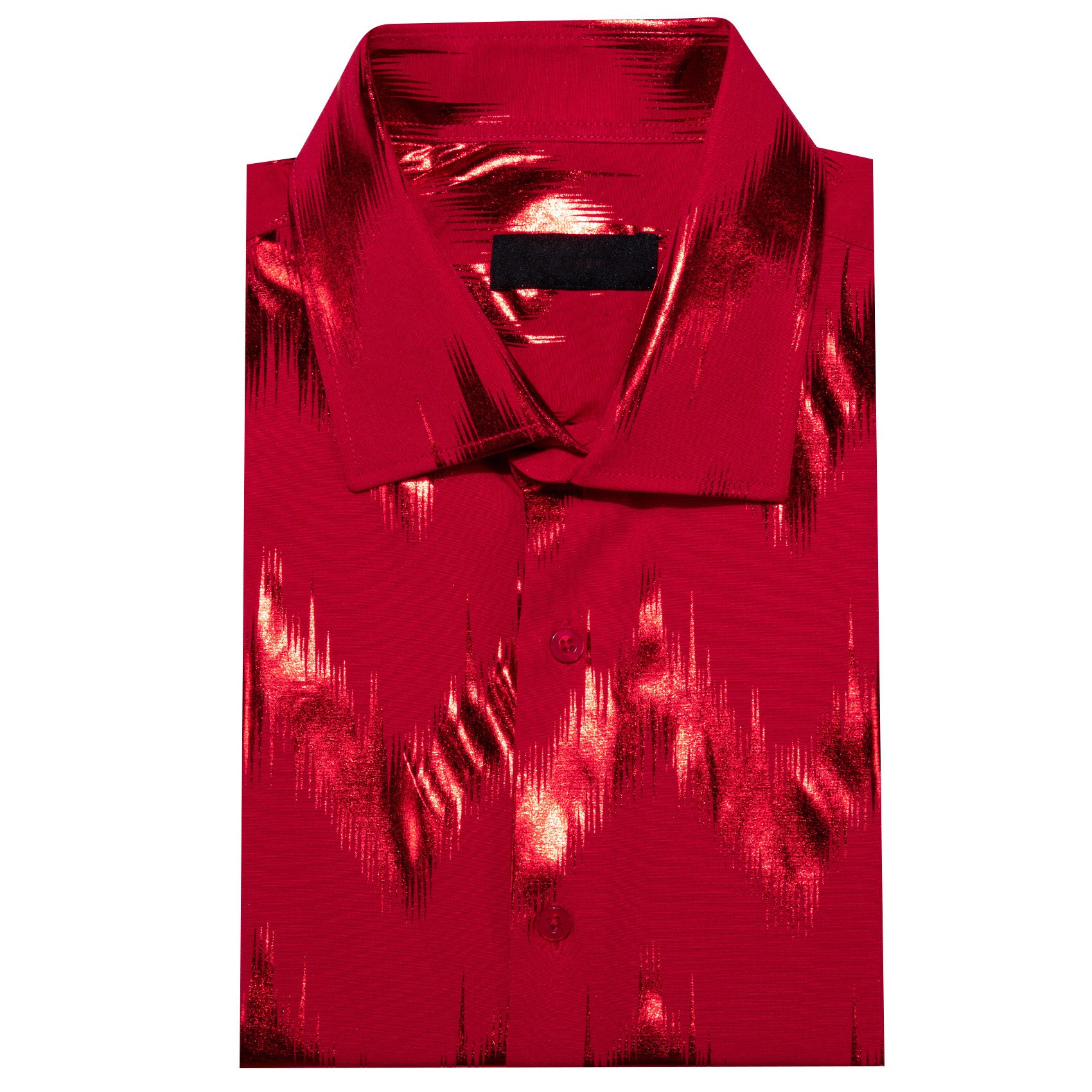 Red Black Bronzing Printing Novelty Men's Long Sleeve Shirt
