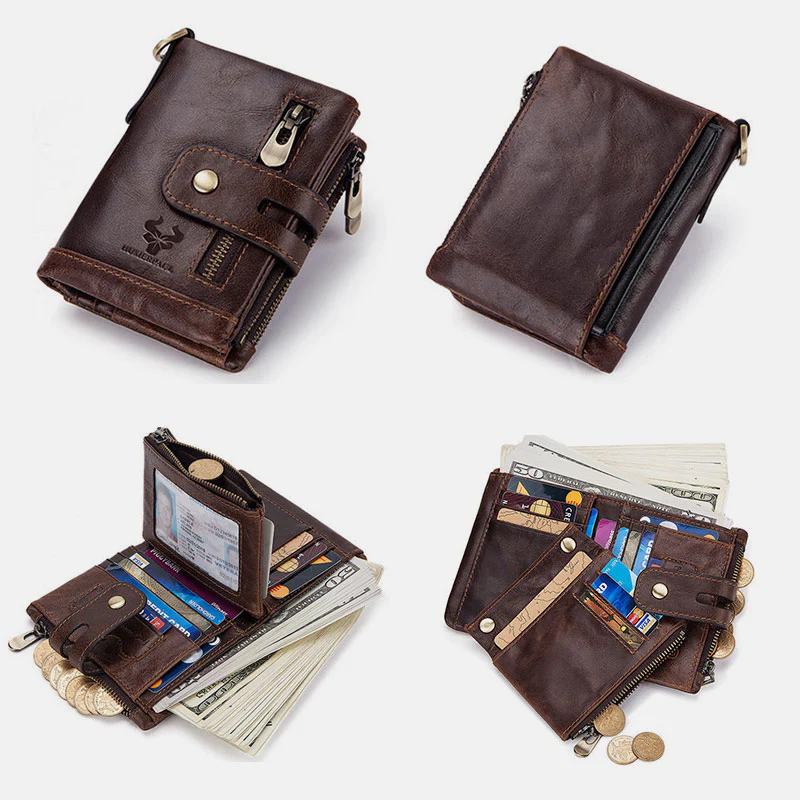 RFID Multifunctional LargeCapacity Genuine Leather Wallet