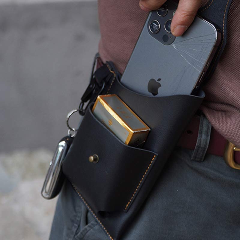 Retro EDC Genuine Leather Phone Bag Waist Bag