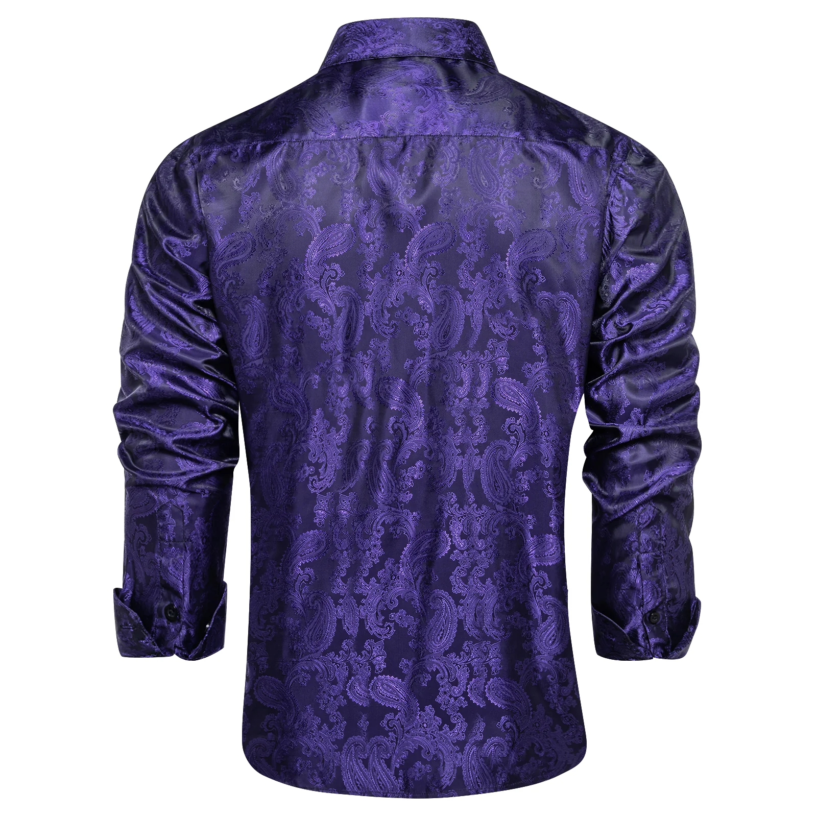 New Purple Paisley Style Silk Men's Long Sleeve Shirt