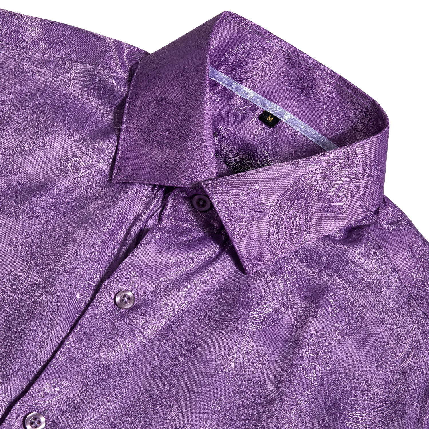 New Purple Paisley Pattern Silk Men's Long Sleeve Shirt