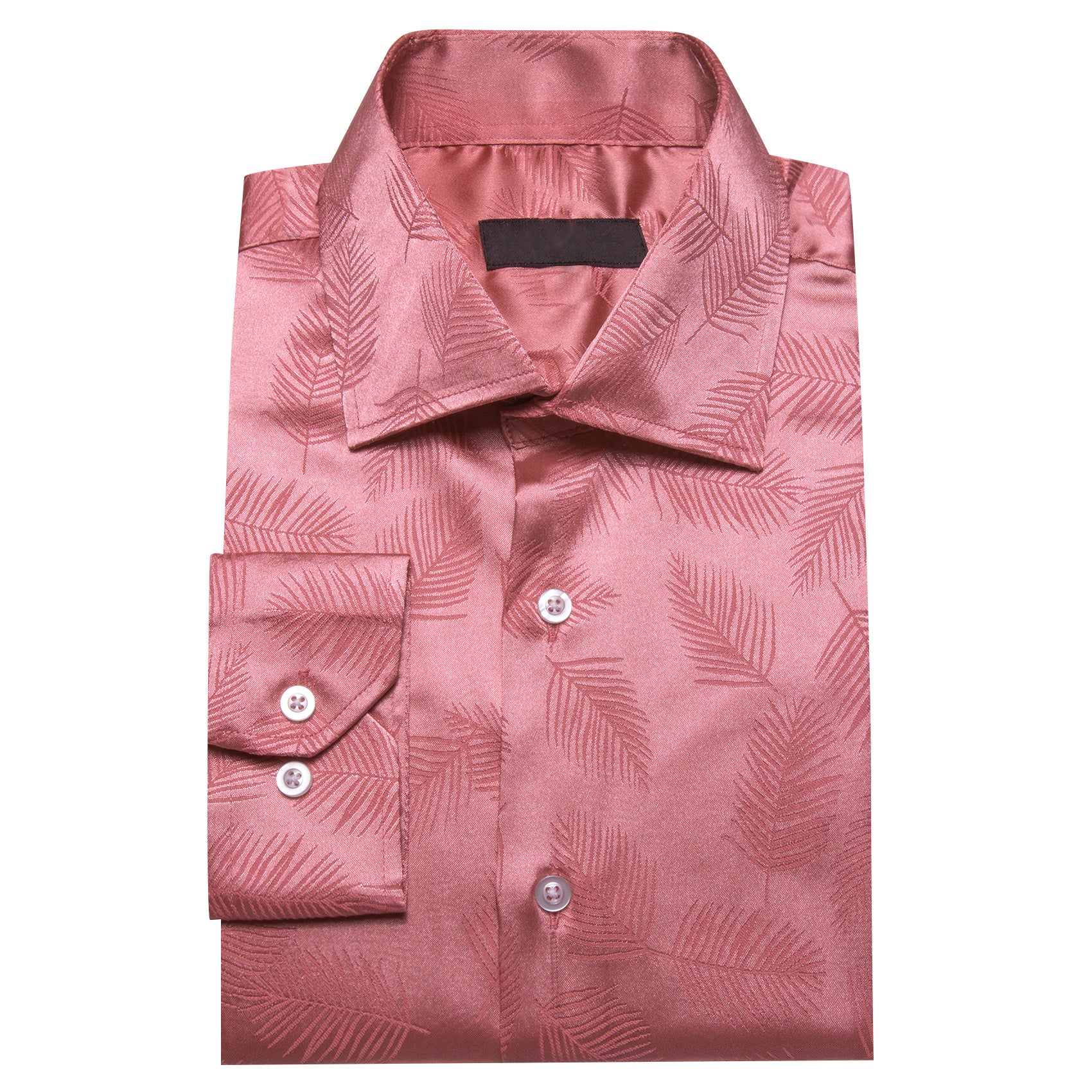 India Red Floral Leaf Men's Long Sleeve Shirt