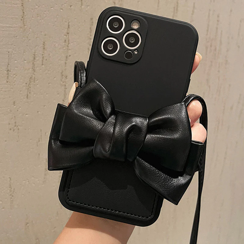 Cute Bowknot Leather Cell Phone Case Crossbody Phone Bag with Card Slot