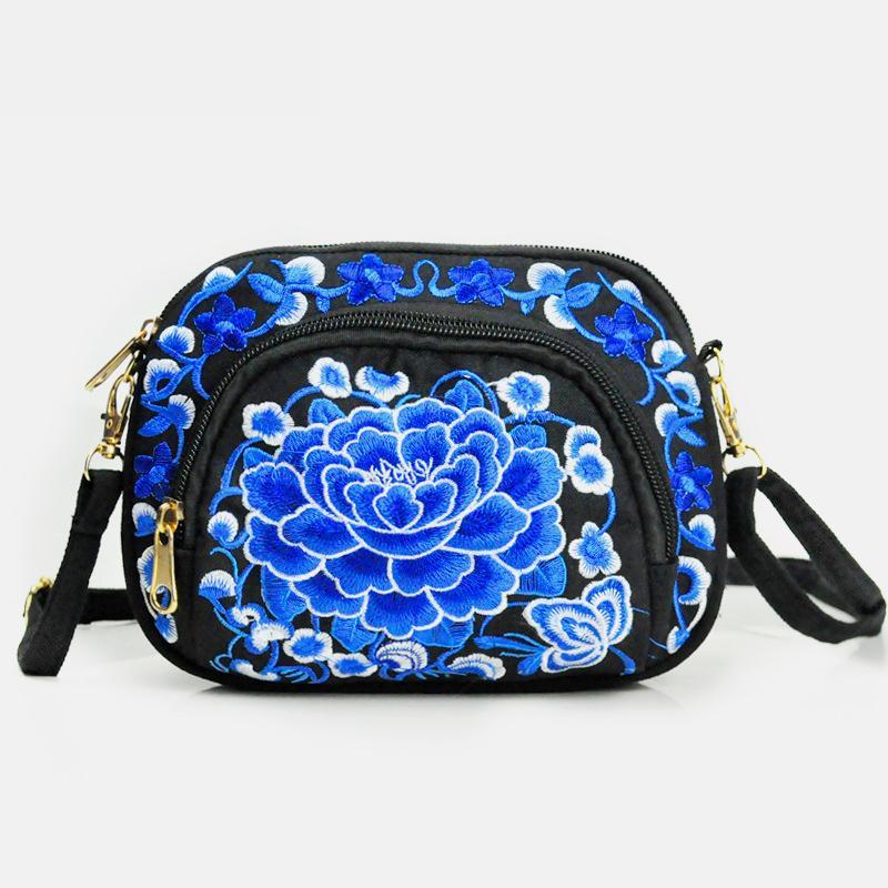 Embroidery Small Crossbody Bag Cell Phone Pouch