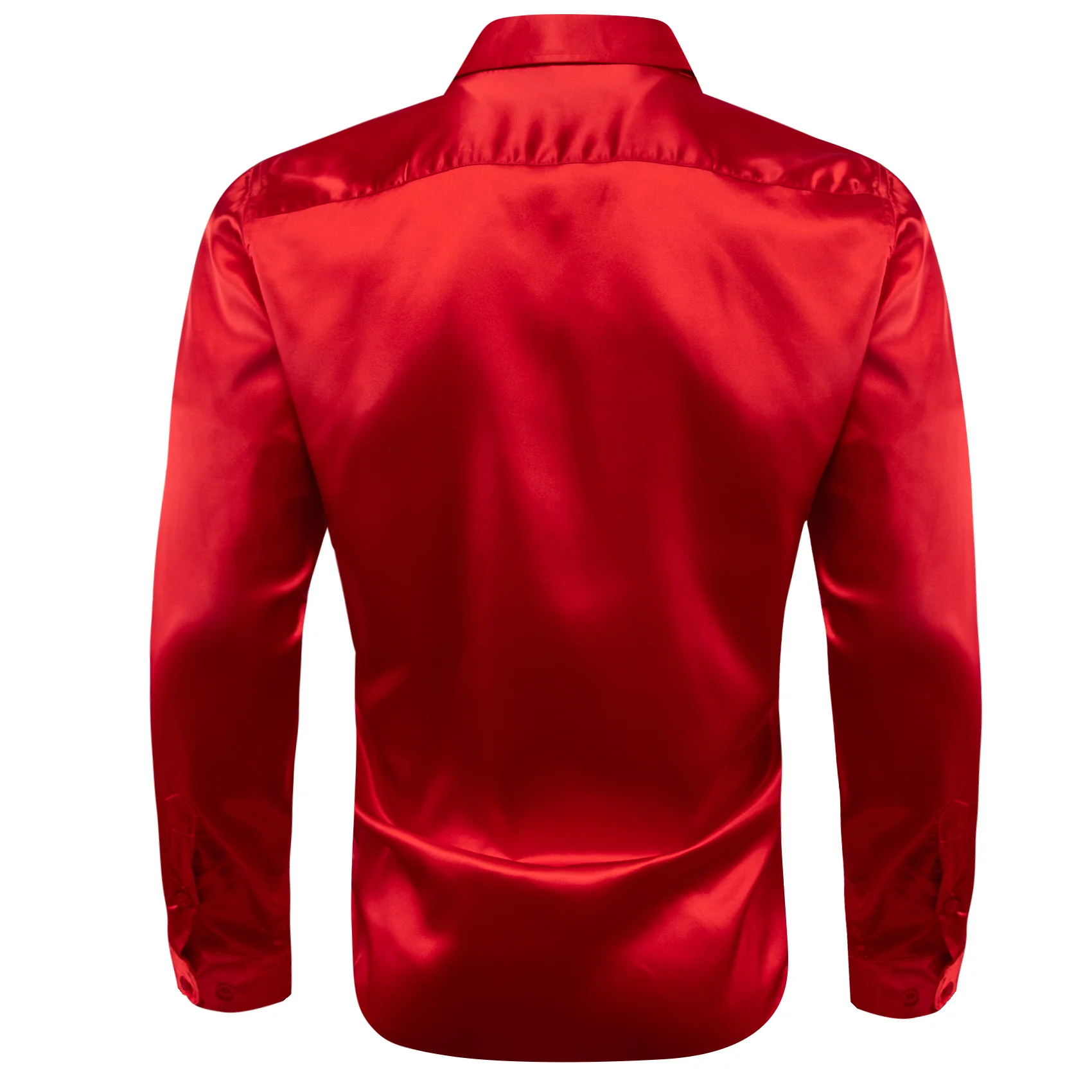 Crimson Solid Silk Men's Long Sleeve Shirt