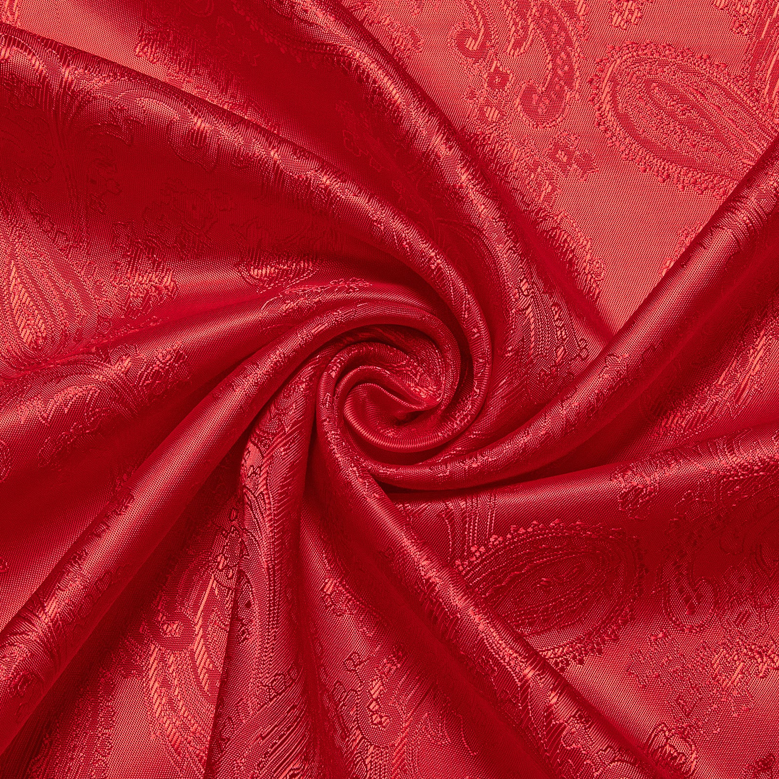 Bright Red Paisley Style Silk Men's Long Sleeve Shirt