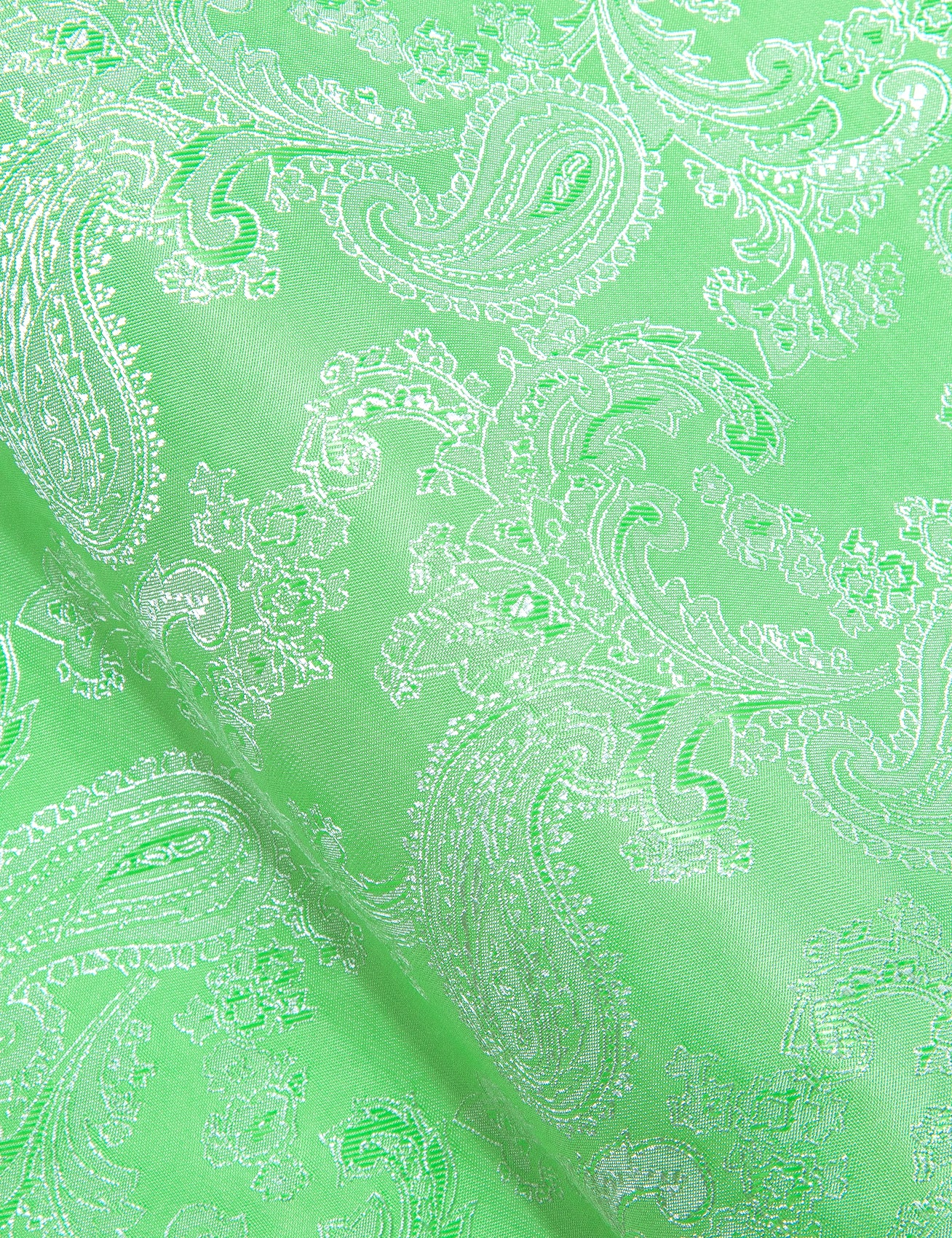 Light Green Paisley Style Casual Silk Men's Long Sleeve Button Shirt