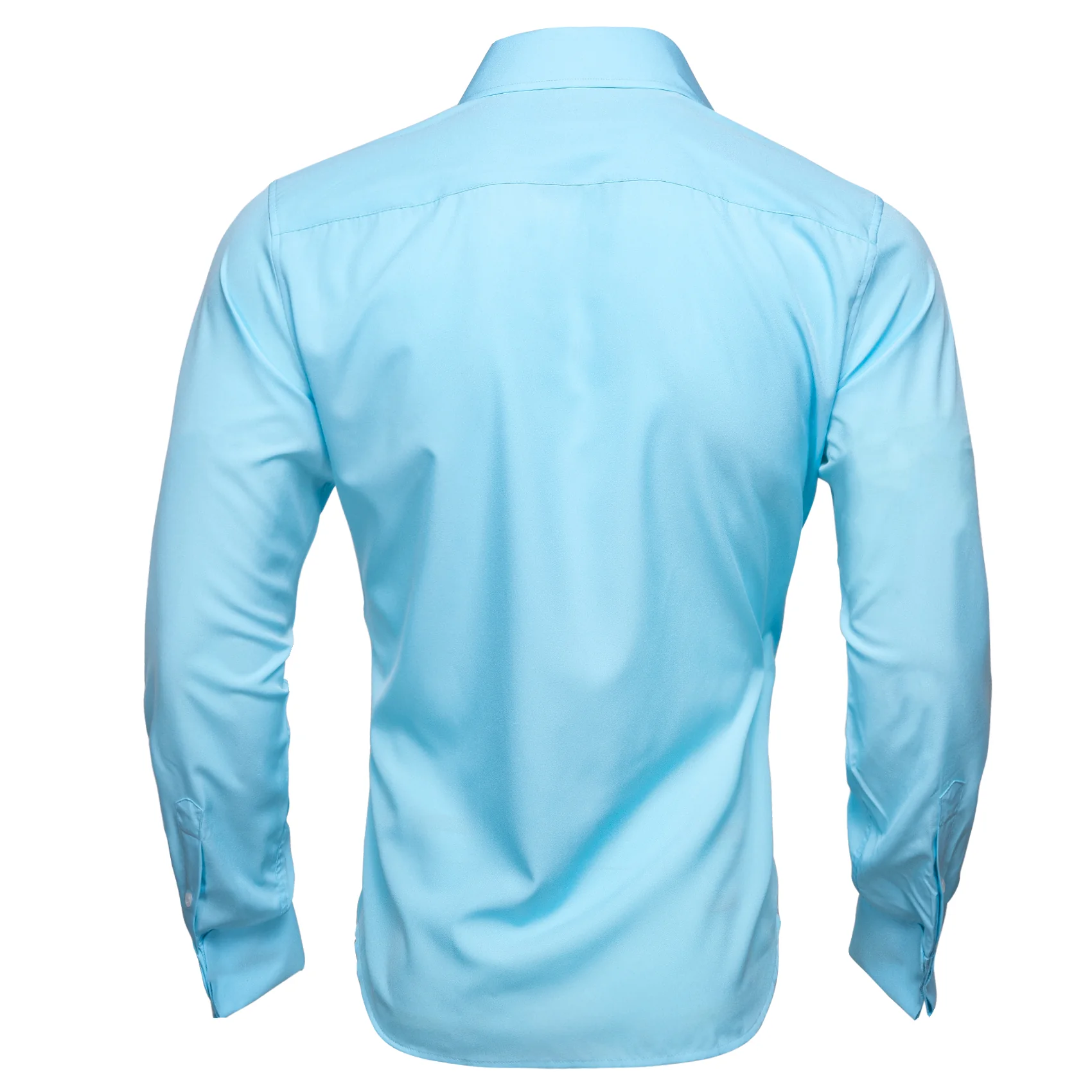 Baby Blue Solid Woven Men's Long Sleeve Shirt