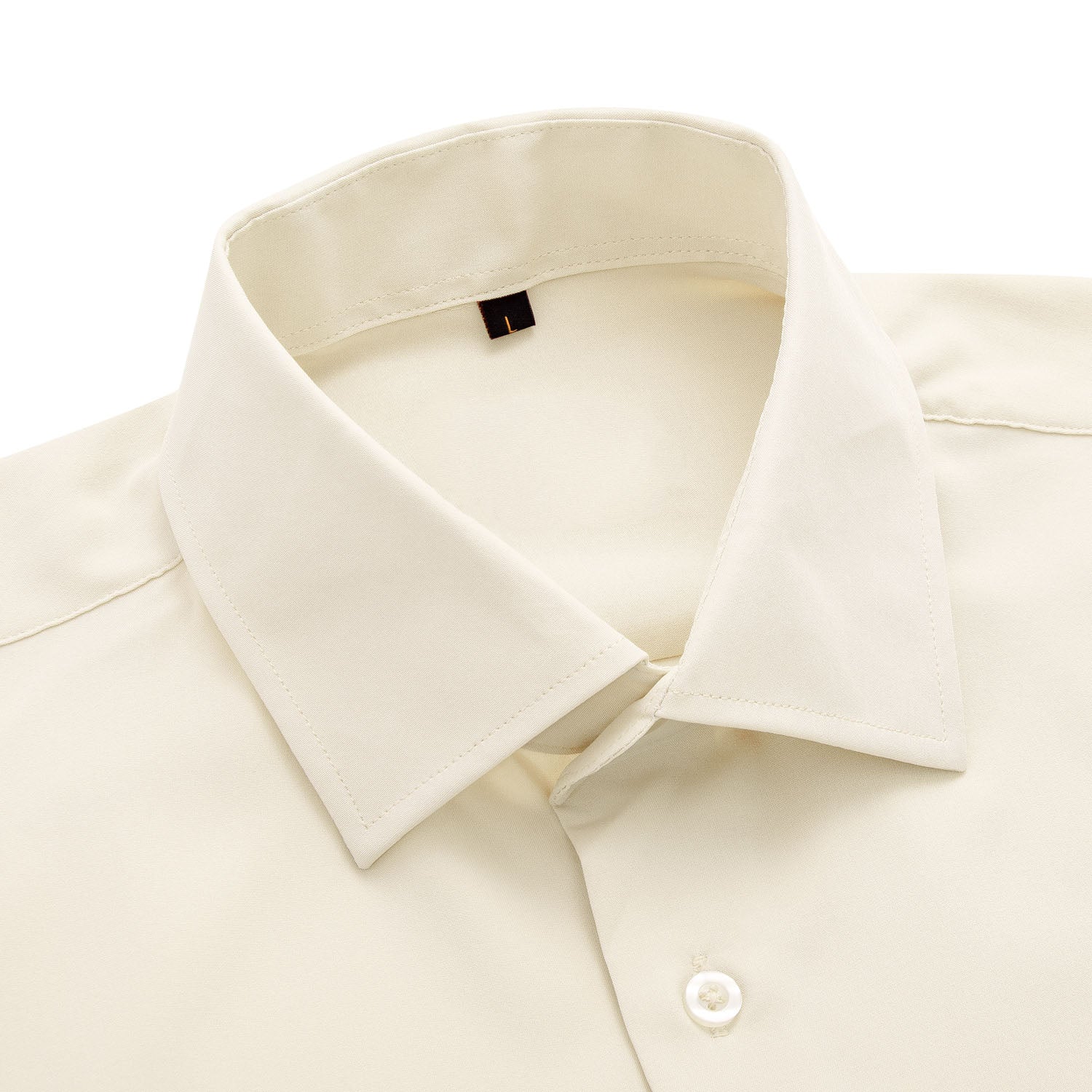 Pure Beige Solid Men's Long Sleeve Shirt