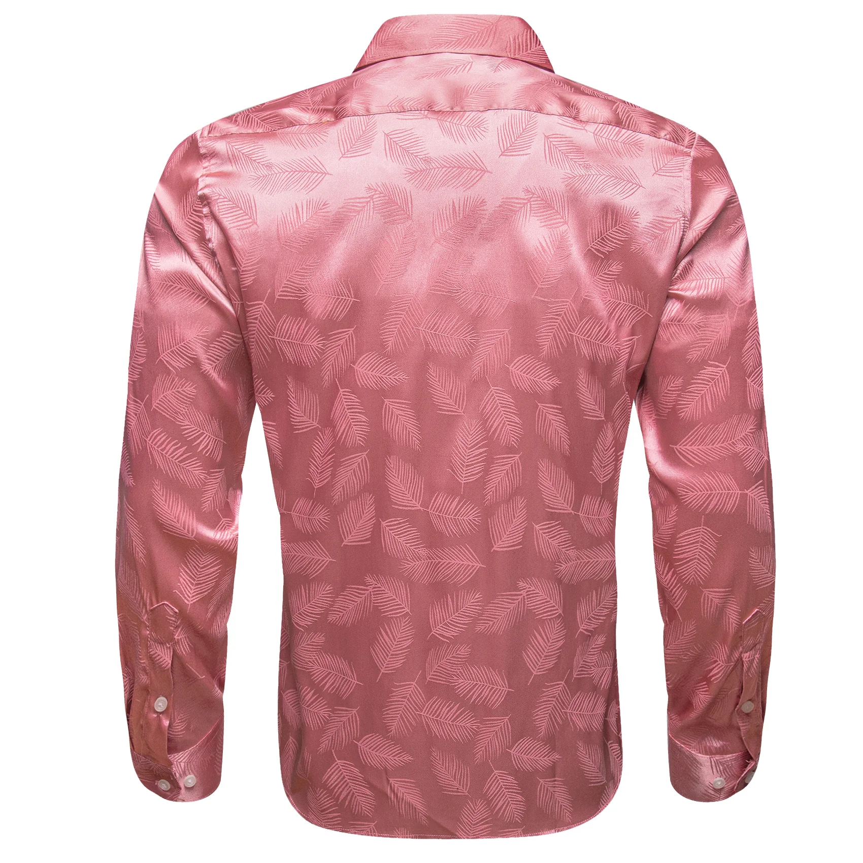 India Red Floral Leaf Men's Long Sleeve Shirt