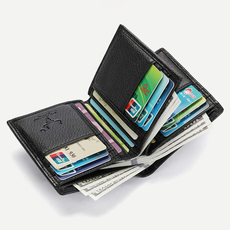 Wallet for Men Vintage Leather Multi-Slot Triple RFID Card Purse
