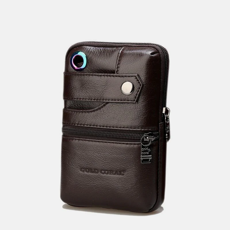 Retro GenuineLeather Business Crossbody PhoneBag With Earphone Hole