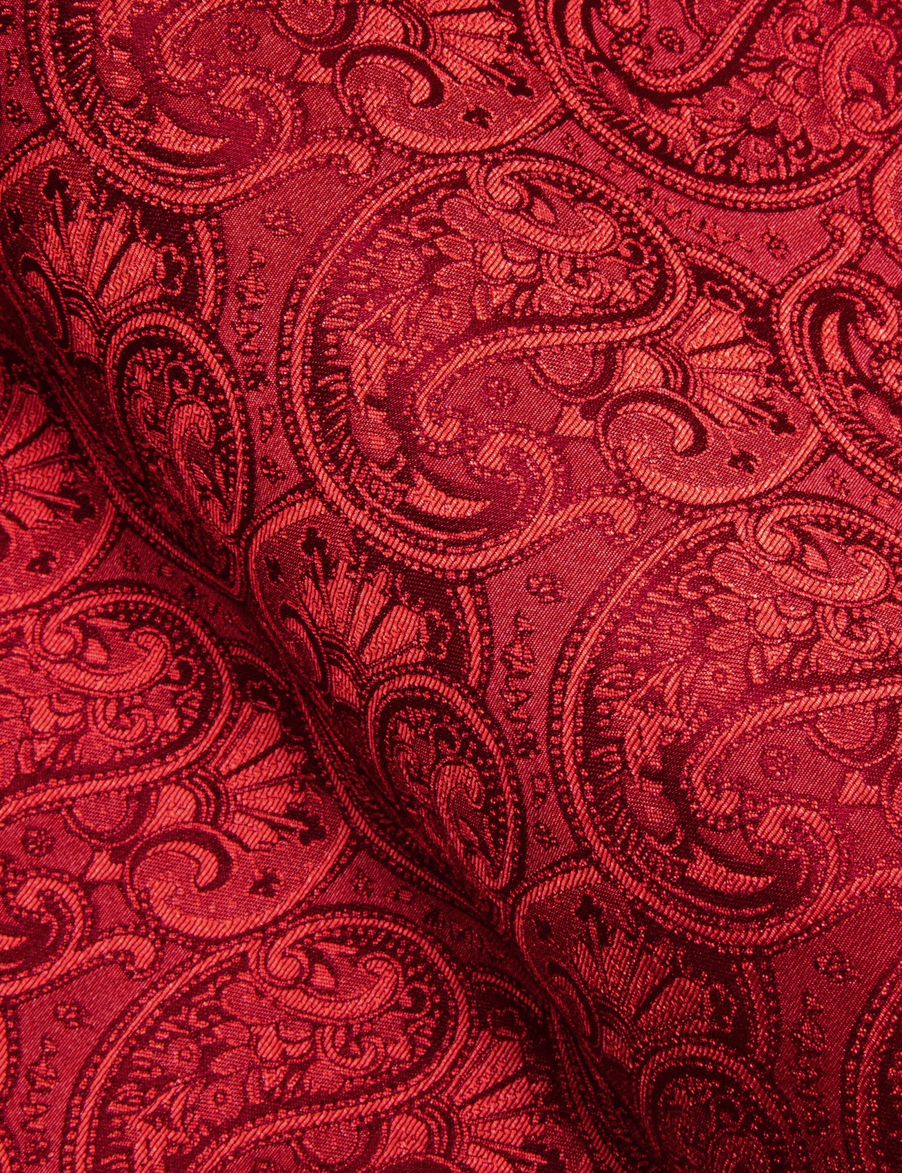 Red Paisley Pattern Silk Men's Long Sleeve Shirt